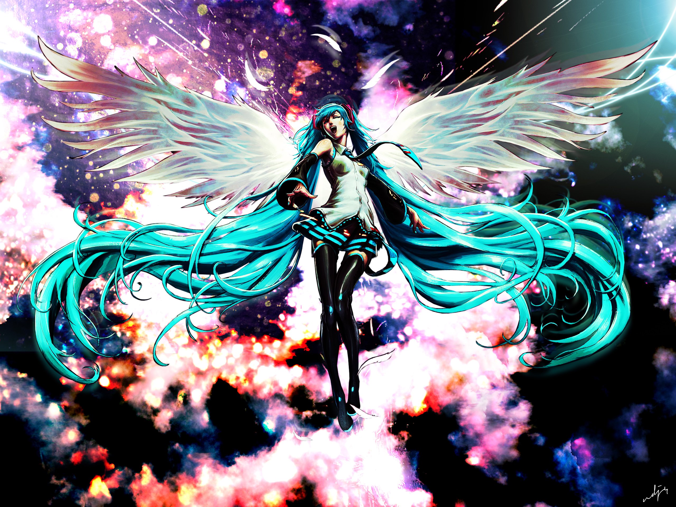 Download mobile wallpaper Anime, Wings, Angel, Vocaloid, Hatsune Miku for free.
