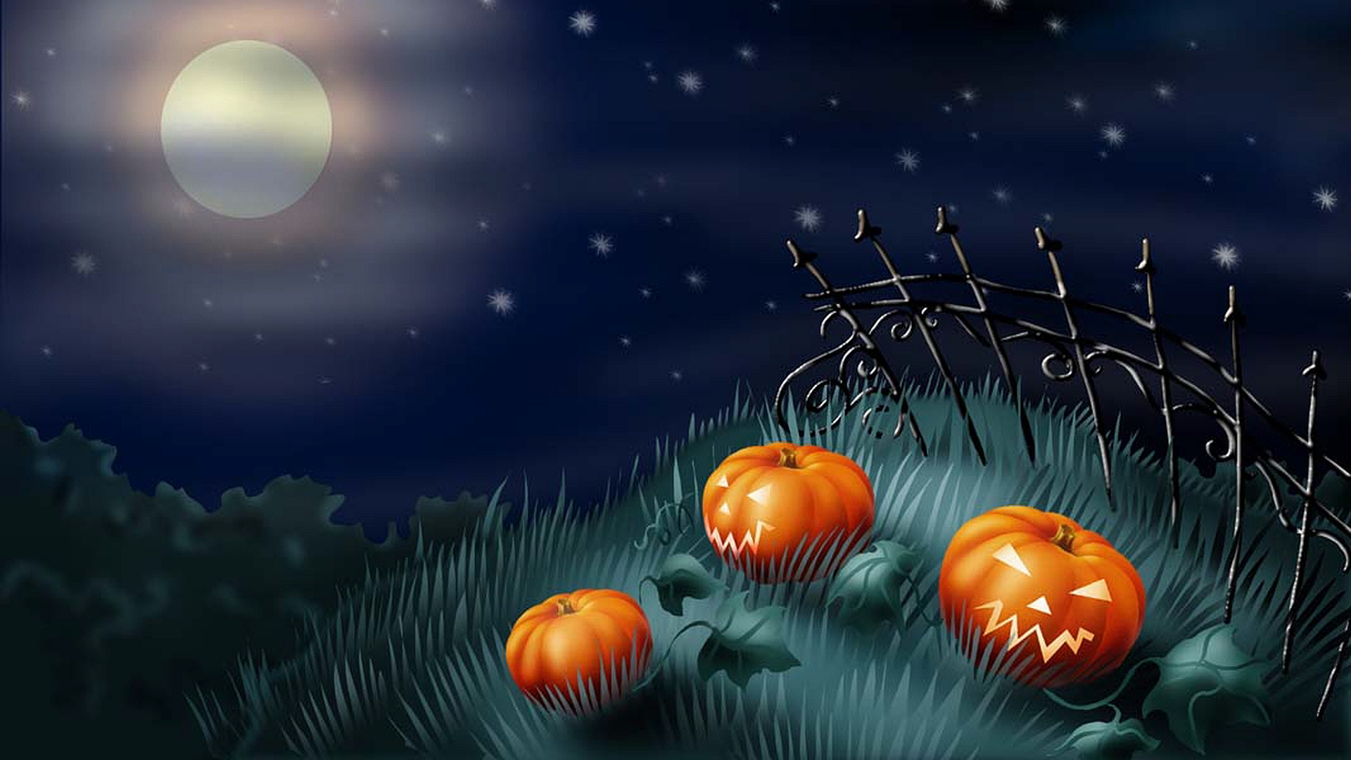 Скачать картинку Тыква, Праздничные, Хэллоуин, Луна, Ночь в телефон бесплатно.