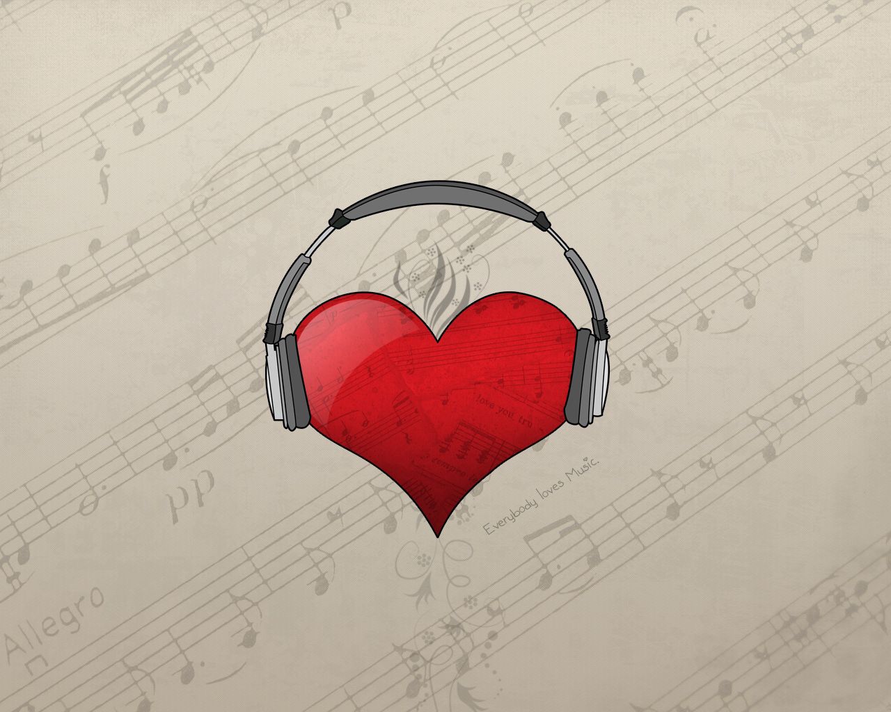 Download mobile wallpaper Headphones, Drawing, Picture, Heart, Love for free.