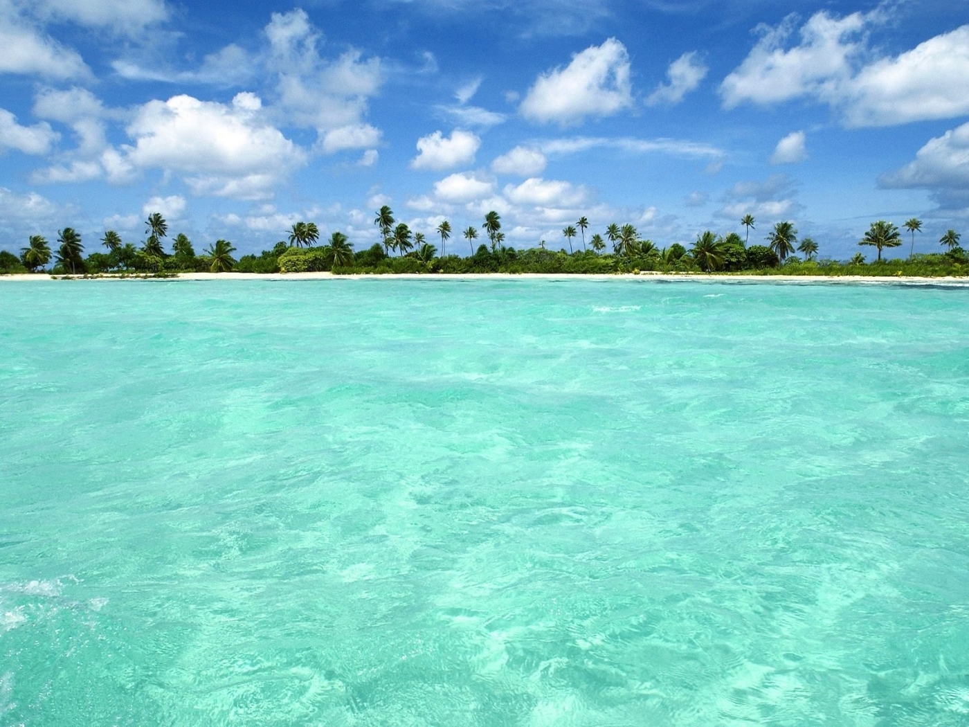 Free download wallpaper Landscape, Sea, Clouds, Palms on your PC desktop