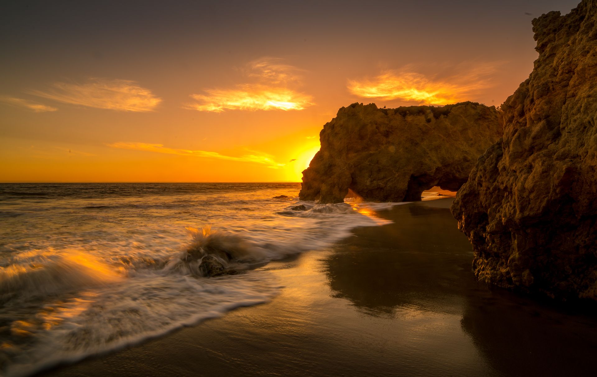 Free download wallpaper Sunset, Sea, Horizon, Ocean, Earth, Wave on your PC desktop