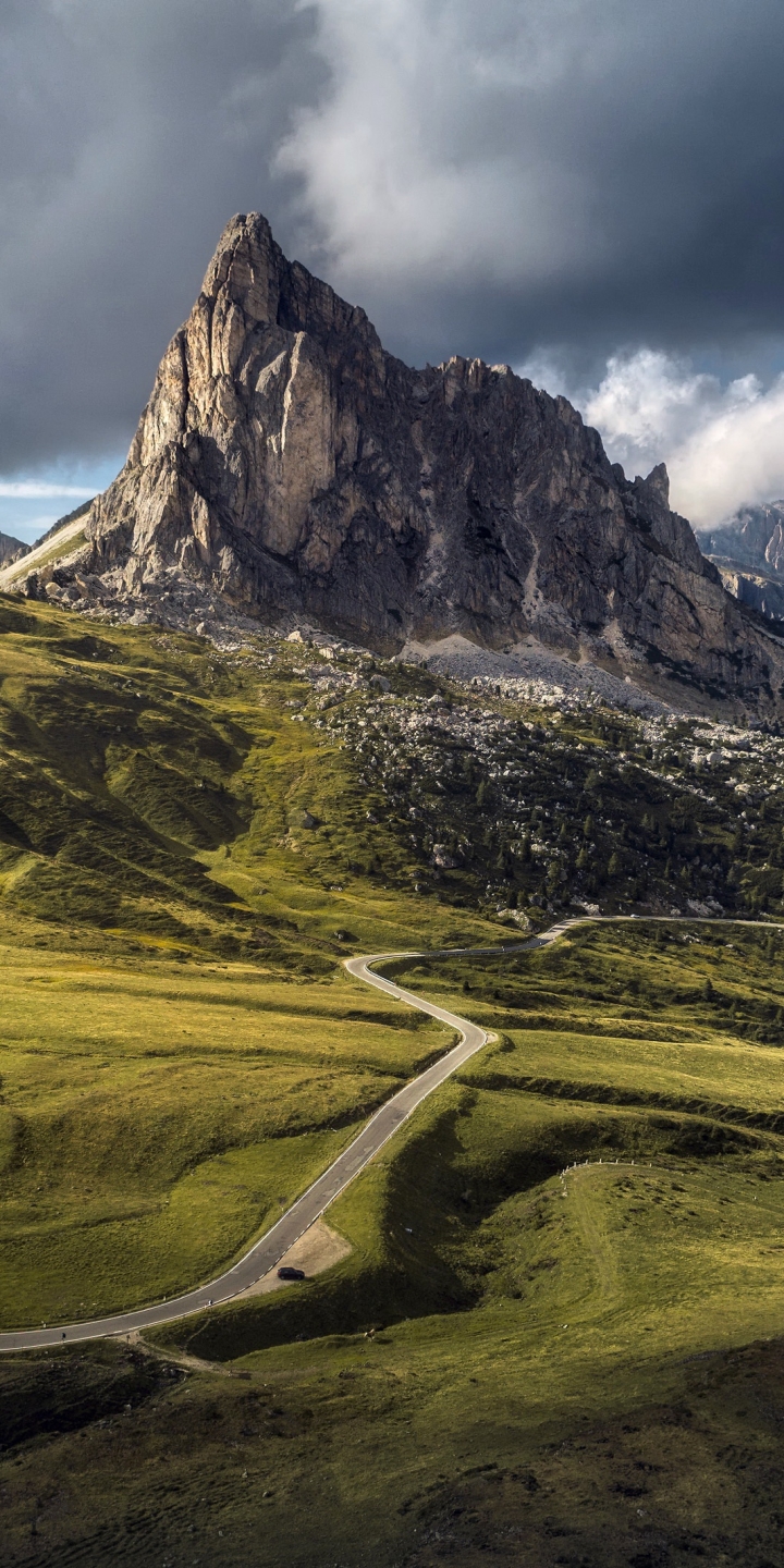 無料モバイル壁紙風景, イタリア, 山, 道, ドロミテ, 写真撮影をダウンロードします。