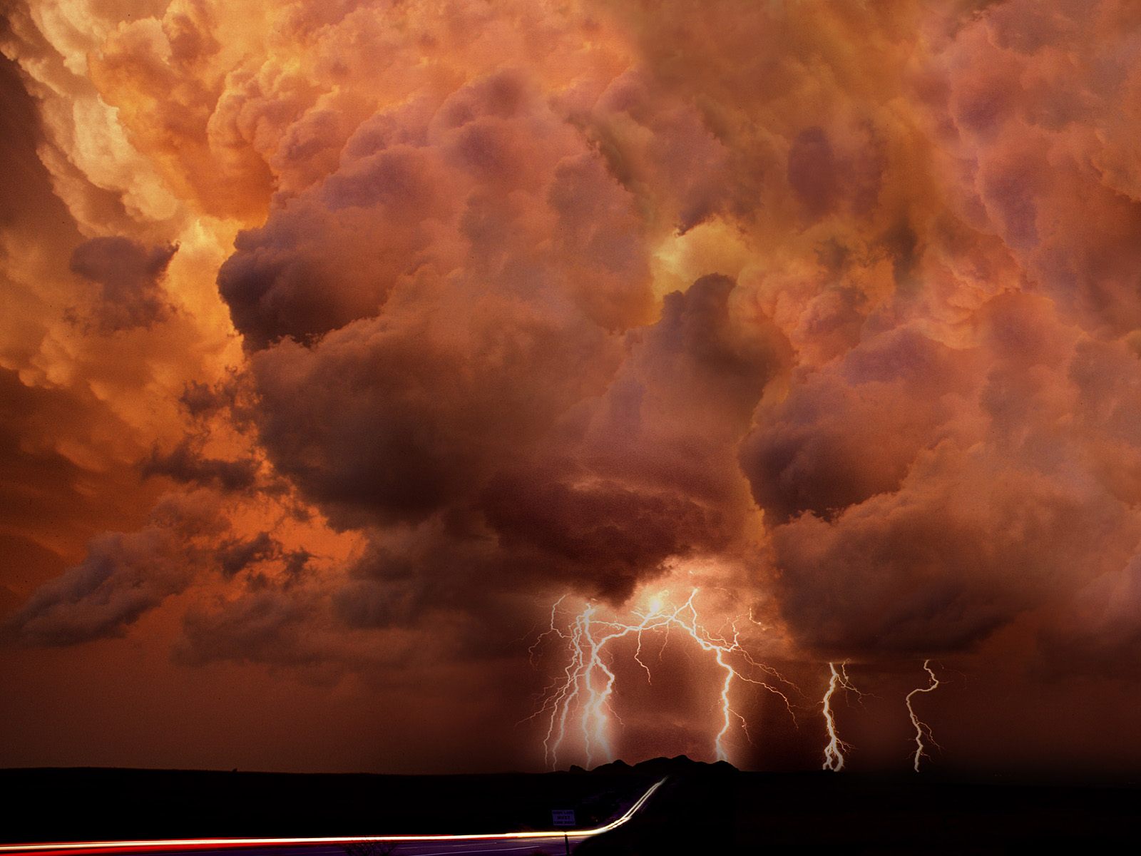 Download mobile wallpaper Sunset, Sky, Lightning, Earth, Storm, Cloud for free.