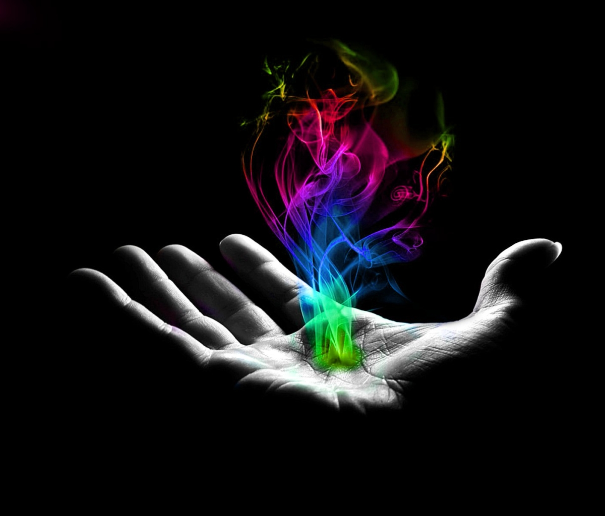 Download mobile wallpaper Smoke, Dark, Hand, Colorful, Artistic, Photography for free.