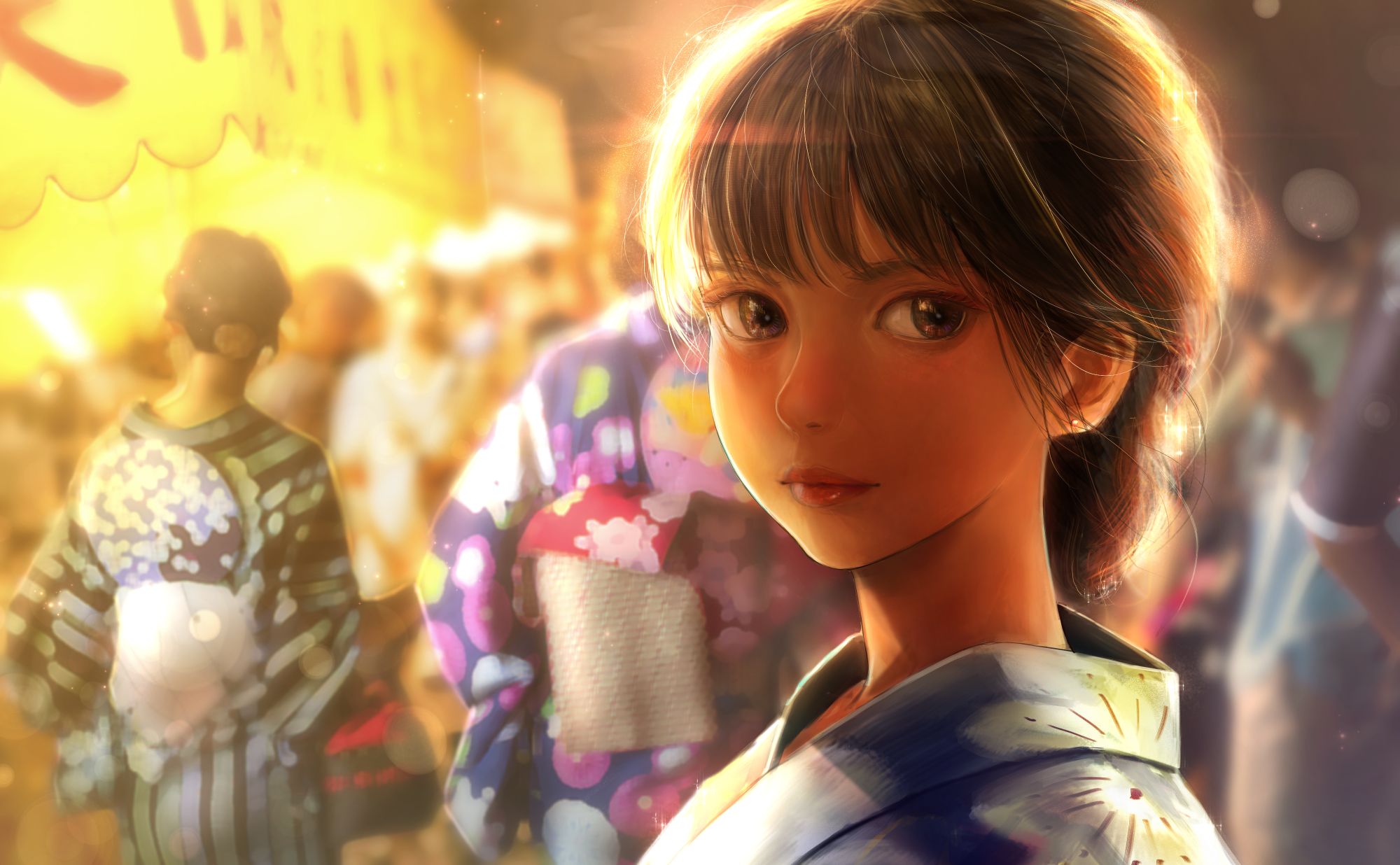 Laden Sie das Kimono, Nacht, Original, Festival, Animes-Bild kostenlos auf Ihren PC-Desktop herunter