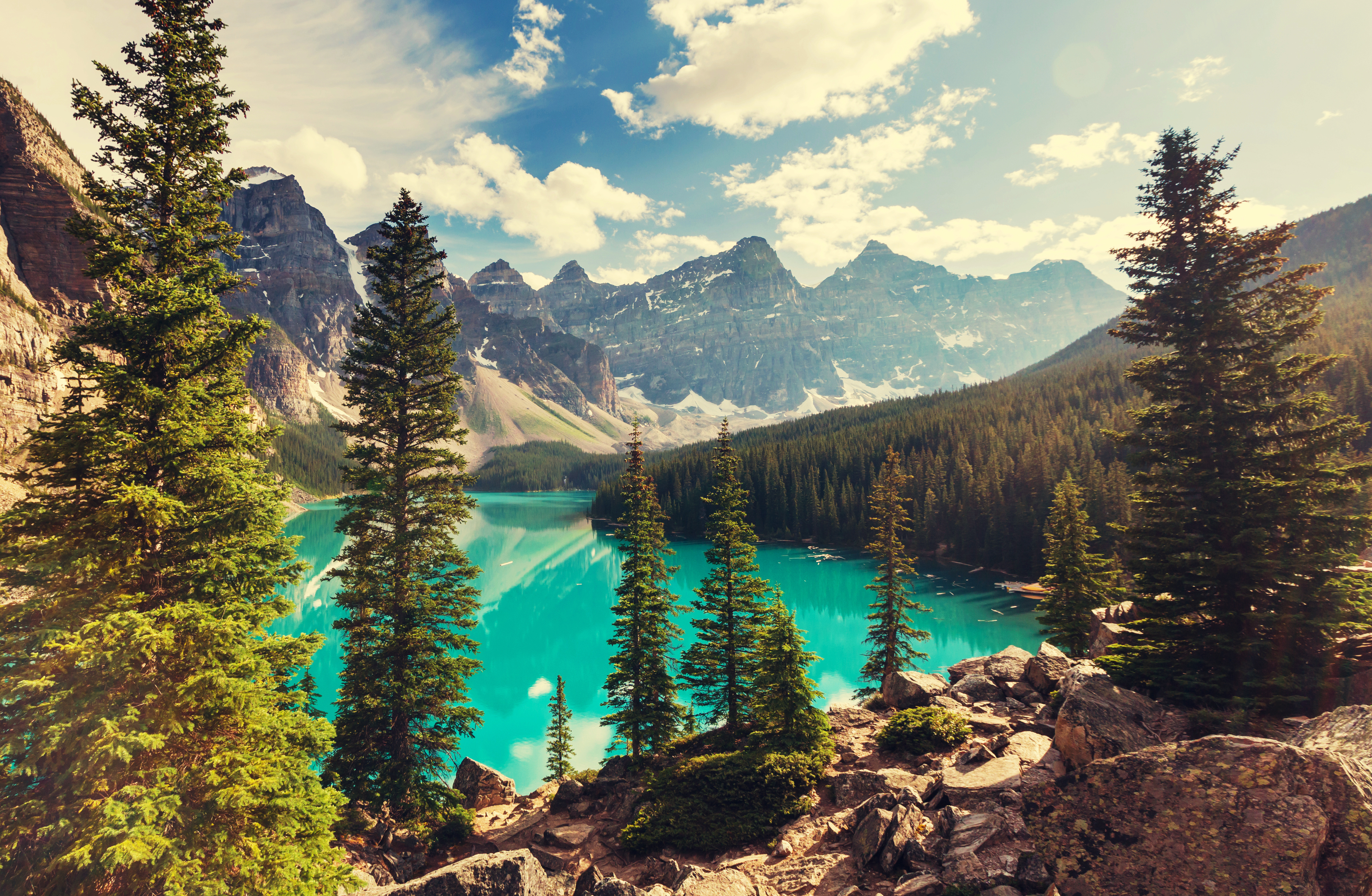417241壁紙のダウンロード地球, モレーン湖, バンフ国立公園, カナダ, 森, 湖, 風景, 山, 自然, 木-スクリーンセーバーと写真を無料で