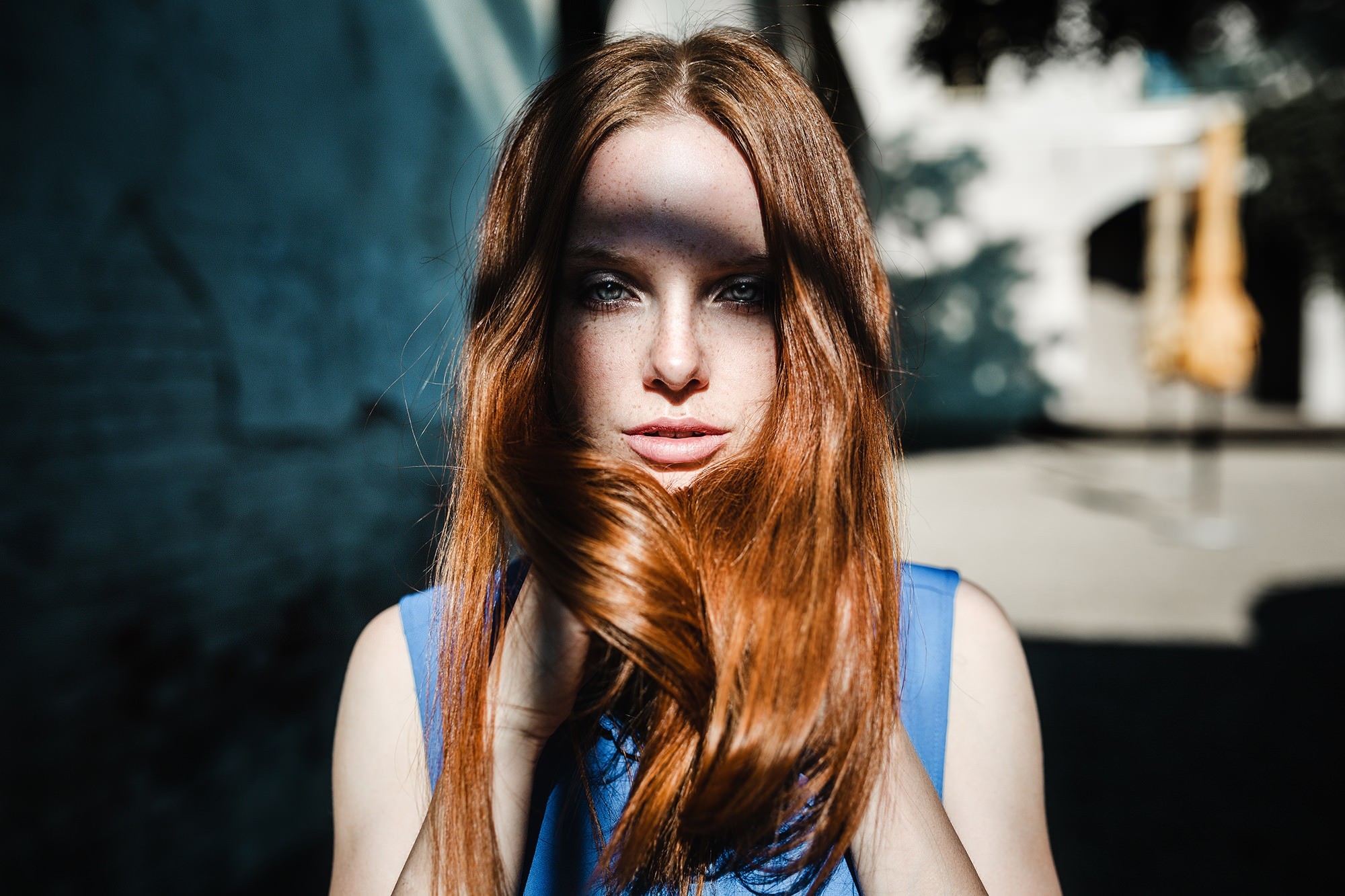 Free download wallpaper Redhead, Model, Women, Blue Eyes, Freckles on your PC desktop