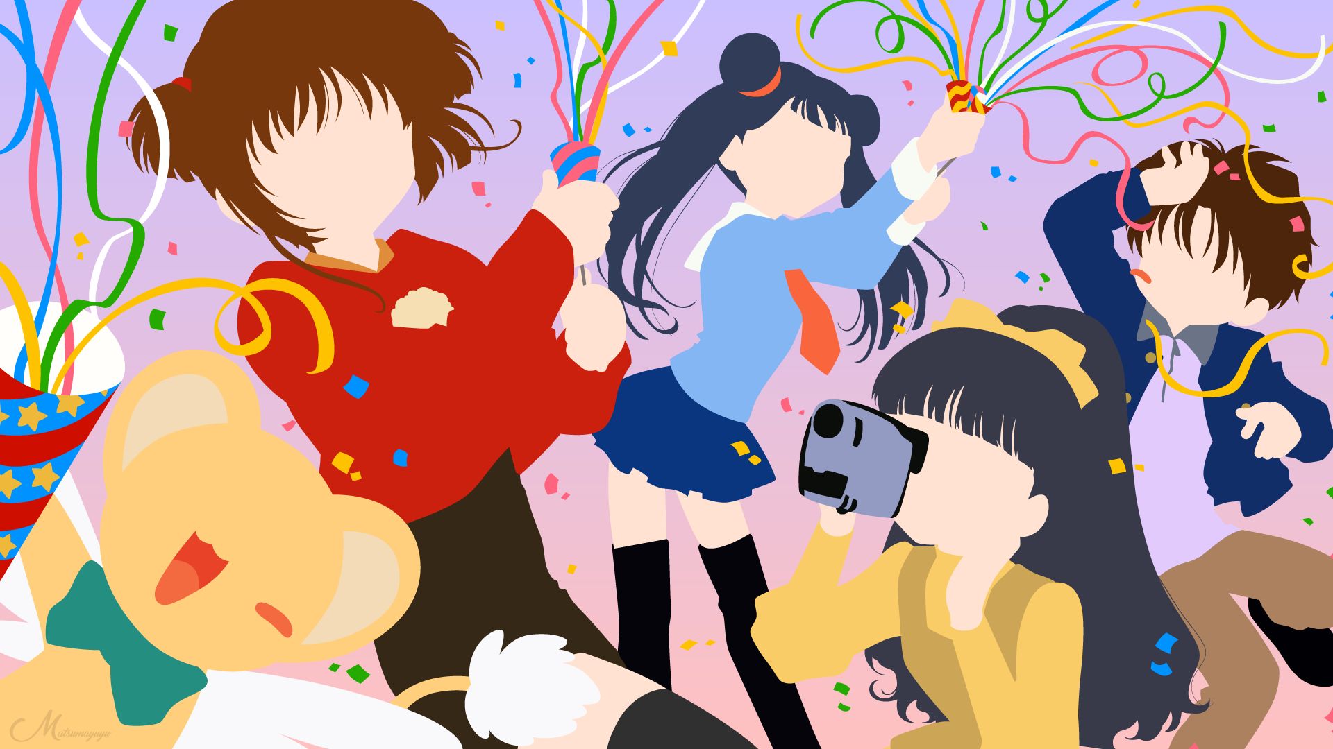 Laden Sie das Animes, Kadokyaputa Sakura, Sakura Kinomoto, Syaoran Li, Tomoyo Daidouji, Meiling Li-Bild kostenlos auf Ihren PC-Desktop herunter