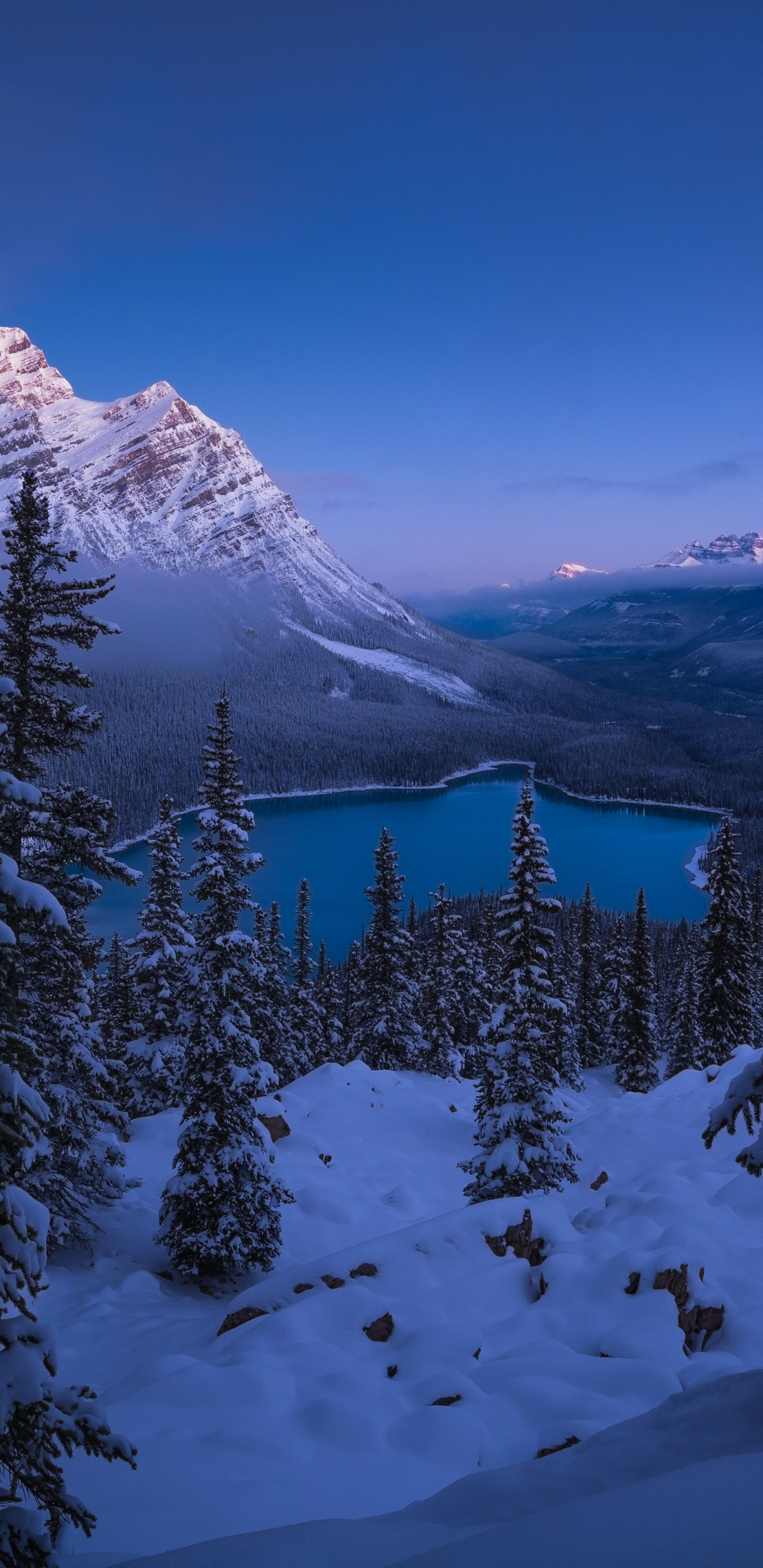 Download mobile wallpaper Landscape, Winter, Snow, Mountain, Lake, Earth, Banff National Park for free.