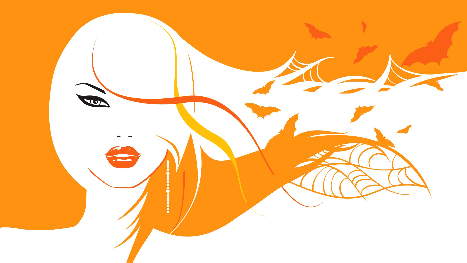 Free download wallpaper Hair, Artistic, Face, Bat, Women, Orange (Color) on your PC desktop