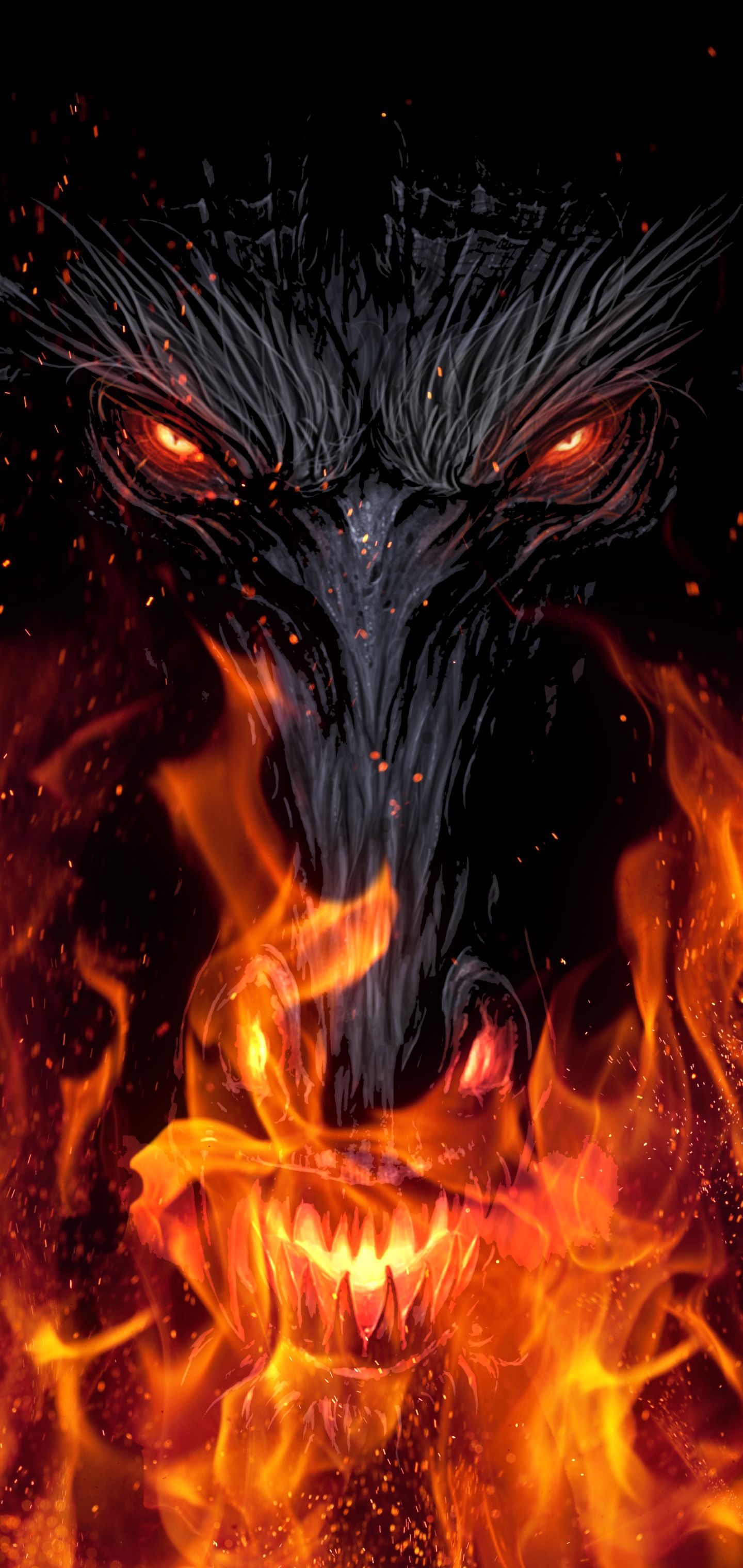 Download mobile wallpaper Fire, Dark, Flame, Demon for free.