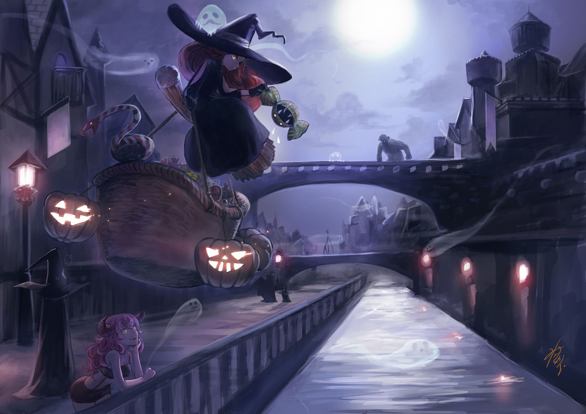 Téléchargez gratuitement l'image Halloween, Citrouille, Original, Animé, Chapeau De Sorcière sur le bureau de votre PC