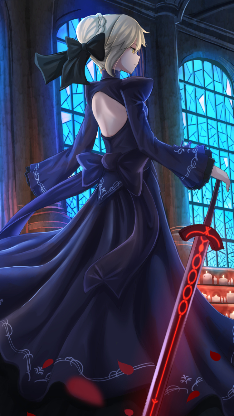 Download mobile wallpaper Anime, Weapon, Blonde, Dress, Yellow Eyes, Sword, Saber (Fate Series), Black Dress, Saber Alter, Fate (Series), Fate/stay Night Movie: Heaven's Feel, Fate Series for free.
