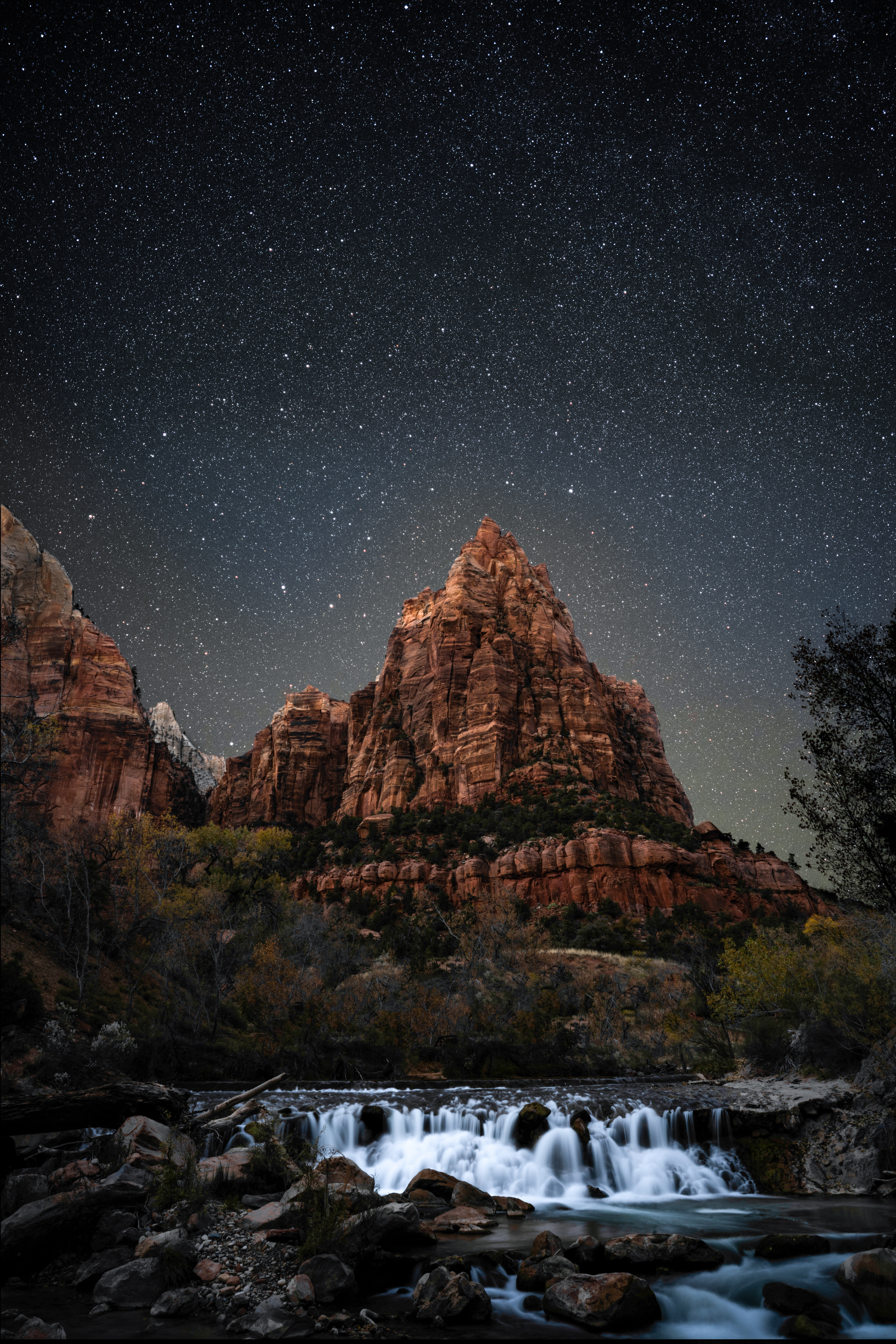 Download mobile wallpaper Mountain, Nature, Rivers, Stars, Starry Sky, Night for free.