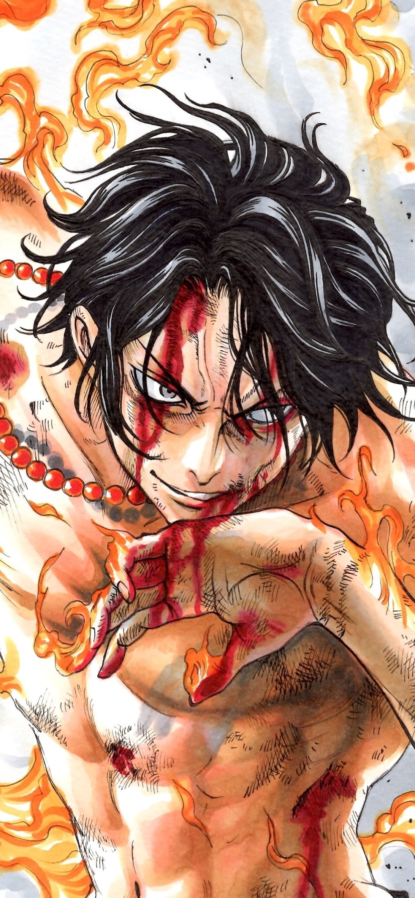 Handy-Wallpaper Blut, Flamme, Tätowierung, Animes, Schwarzes Haar, Portgas D Ace, One Piece kostenlos herunterladen.