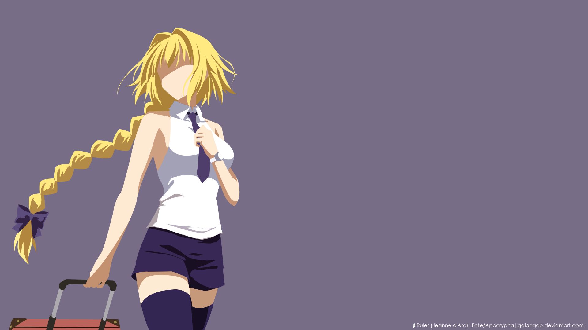 Free download wallpaper Anime, Blonde, Tie, Braid, Long Hair, Minimalist, Thigh Highs, Fate (Series), Fate/apocrypha, Jeanne D'arc (Fate Series), Fate Series on your PC desktop