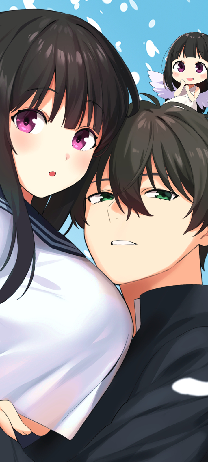 Descarga gratuita de fondo de pantalla para móvil de Ojos Verdes, Animado, Pelo Negro, Pelo Castaño, Ojos Rosados, Eru Chitanda, Hotarō Oreki, Hyouka.