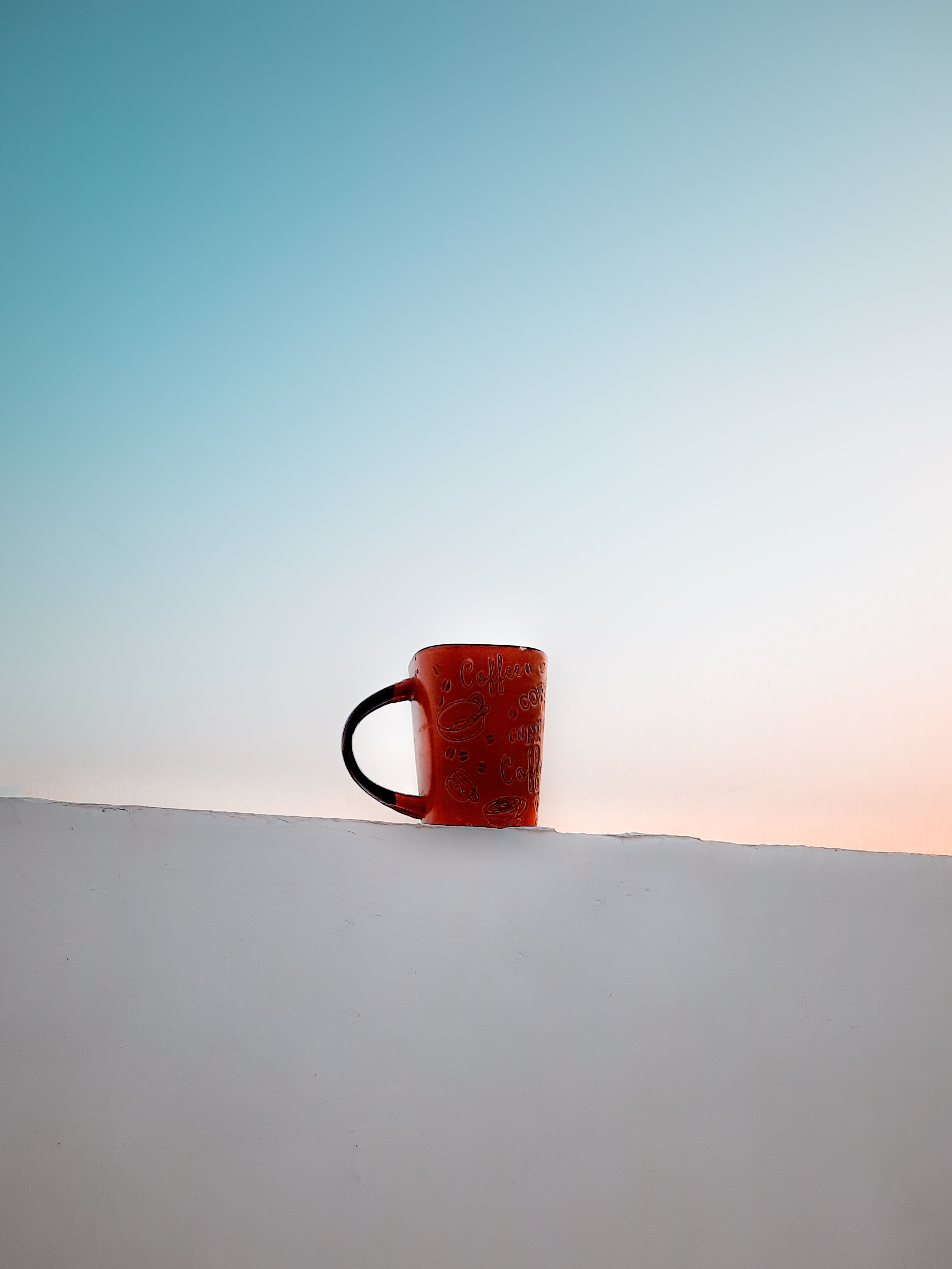 Download mobile wallpaper Miscellanea, Miscellaneous, Cup, Wall, Coffee, Minimalism for free.