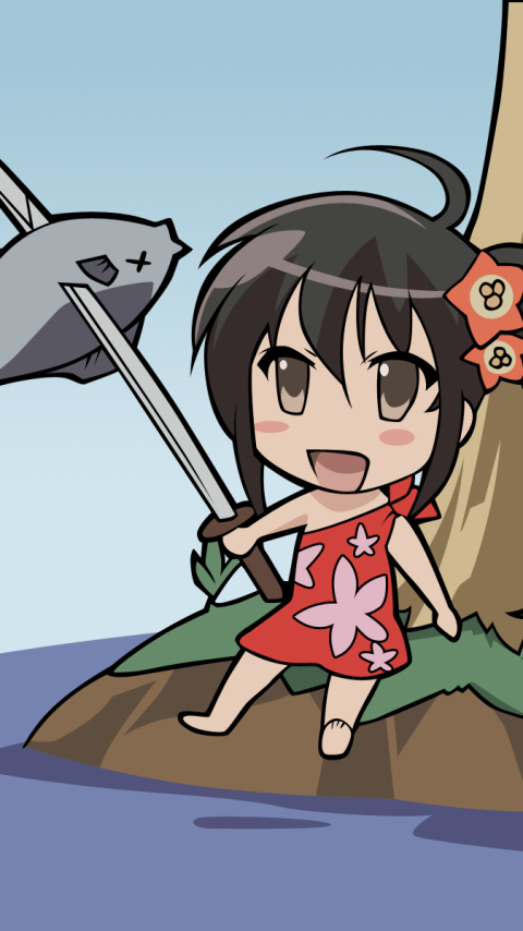 Download mobile wallpaper Anime, Island, Fish, Sword, Shakugan No Shana, Chibi, Shana Tan for free.