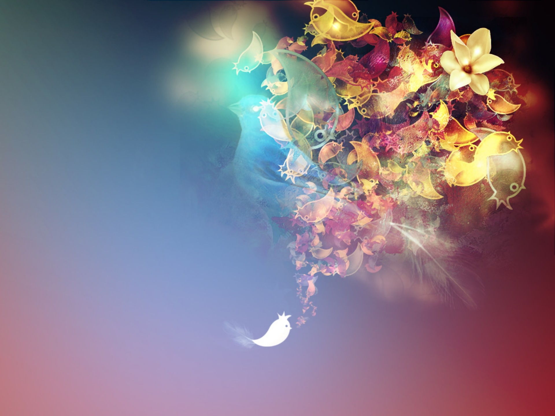 Laden Sie das Blume, Vogel, Collage, Farben, Künstlerisch-Bild kostenlos auf Ihren PC-Desktop herunter