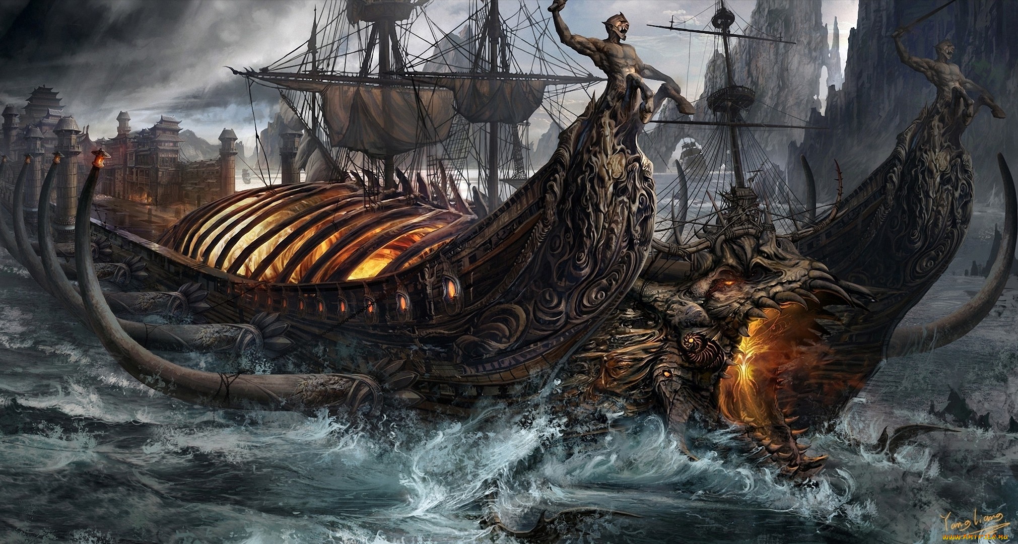 Download mobile wallpaper Fantasy, Ship for free.