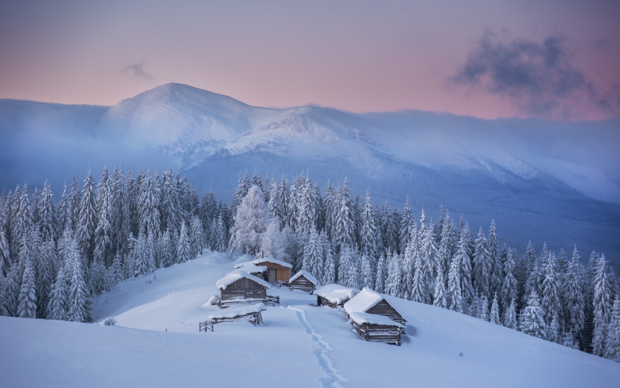 Free download wallpaper Winter, Snow, Mountain, Forest, Photography on your PC desktop