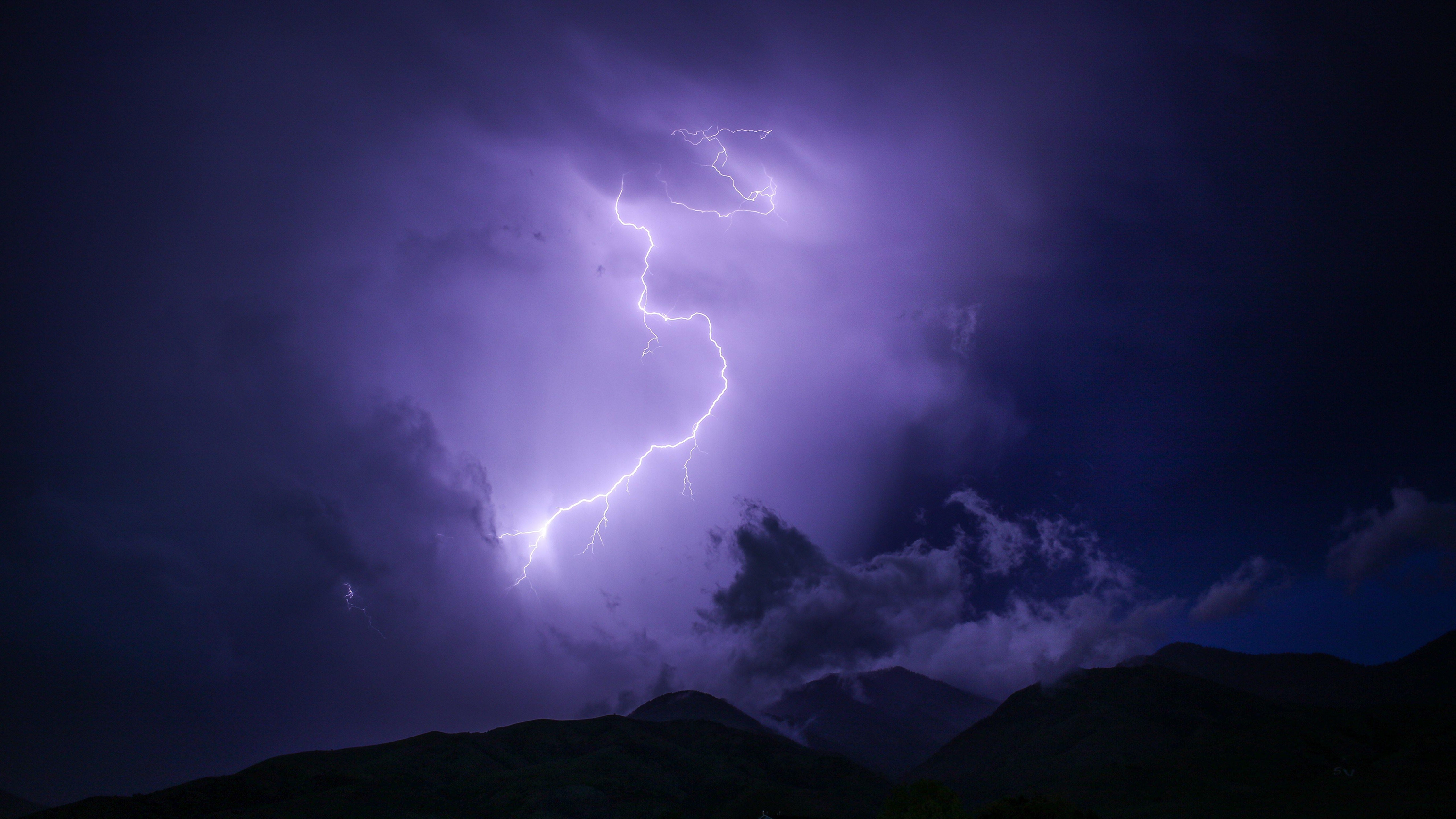 Free download wallpaper Sky, Lightning, Earth, Purple, Photography on your PC desktop