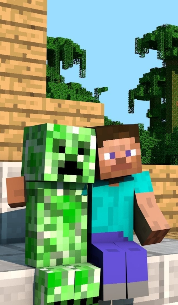 Download mobile wallpaper Minecraft, Video Game, Creeper (Minecraft), Steve (Minecraft) for free.