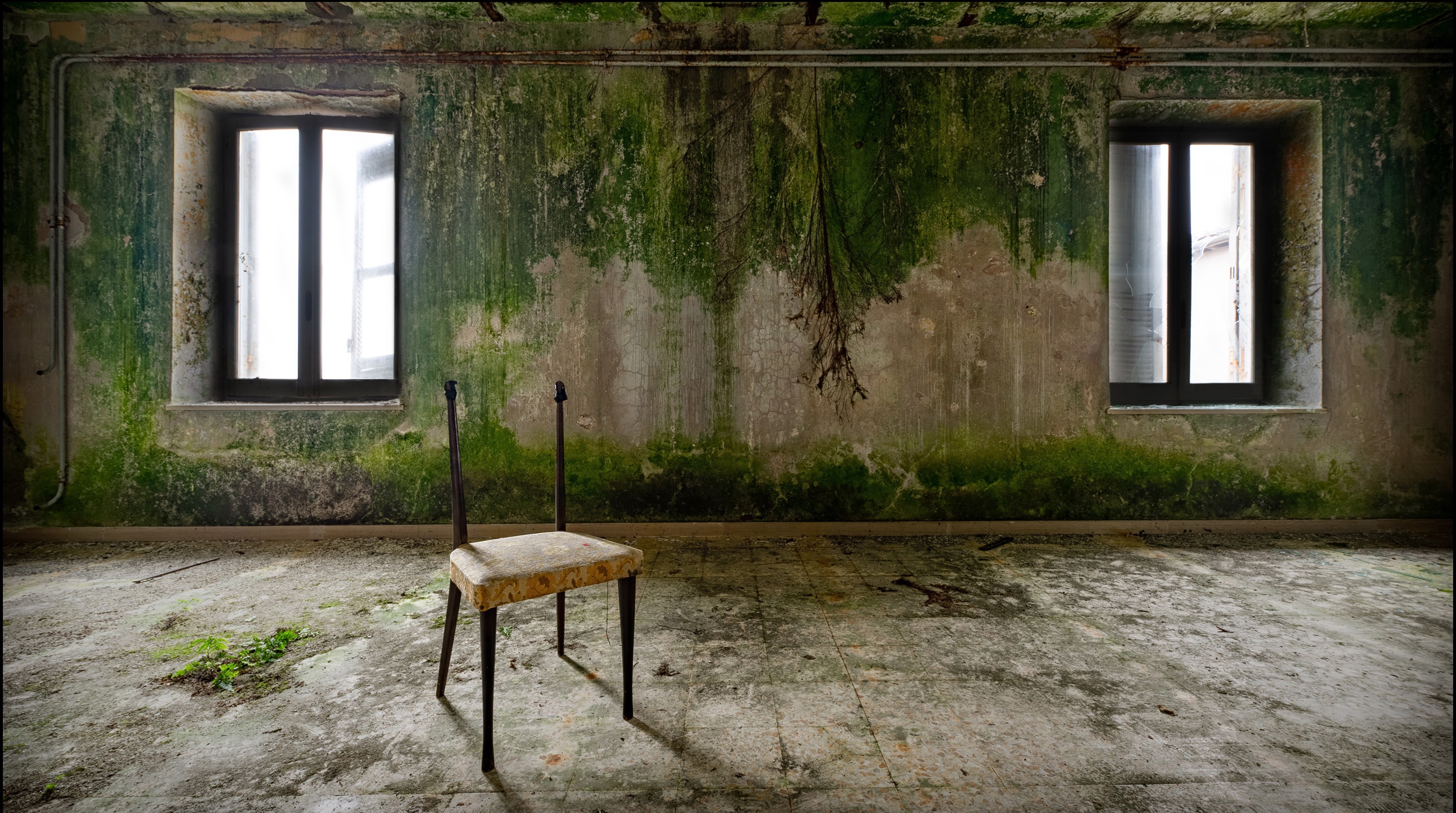 Download mobile wallpaper Chair, Window, Room, Abandoned, Man Made for free.