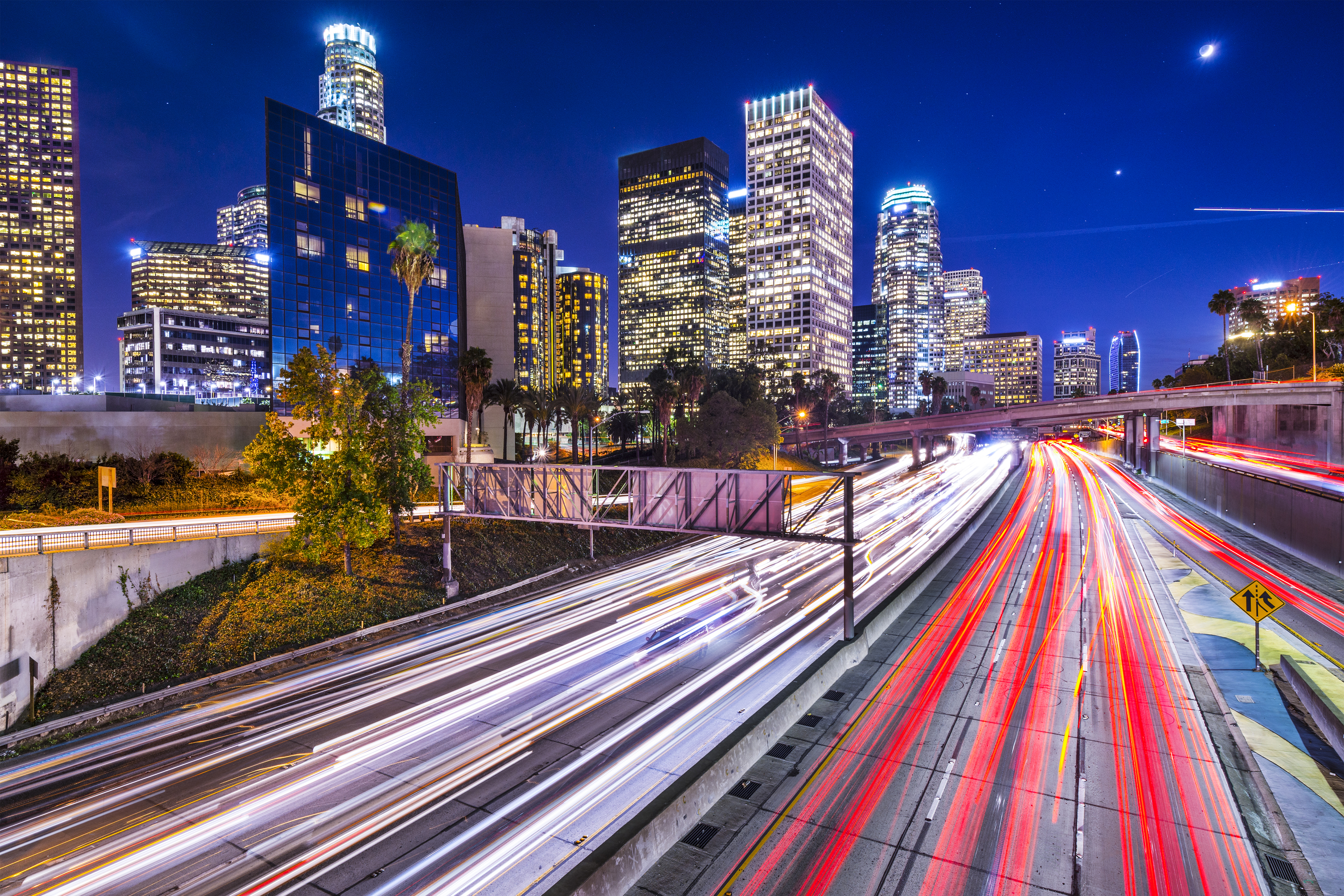 Free download wallpaper Cities, Night, Usa, City, Building, Los Angeles, Highway, Man Made, Time Lapse on your PC desktop