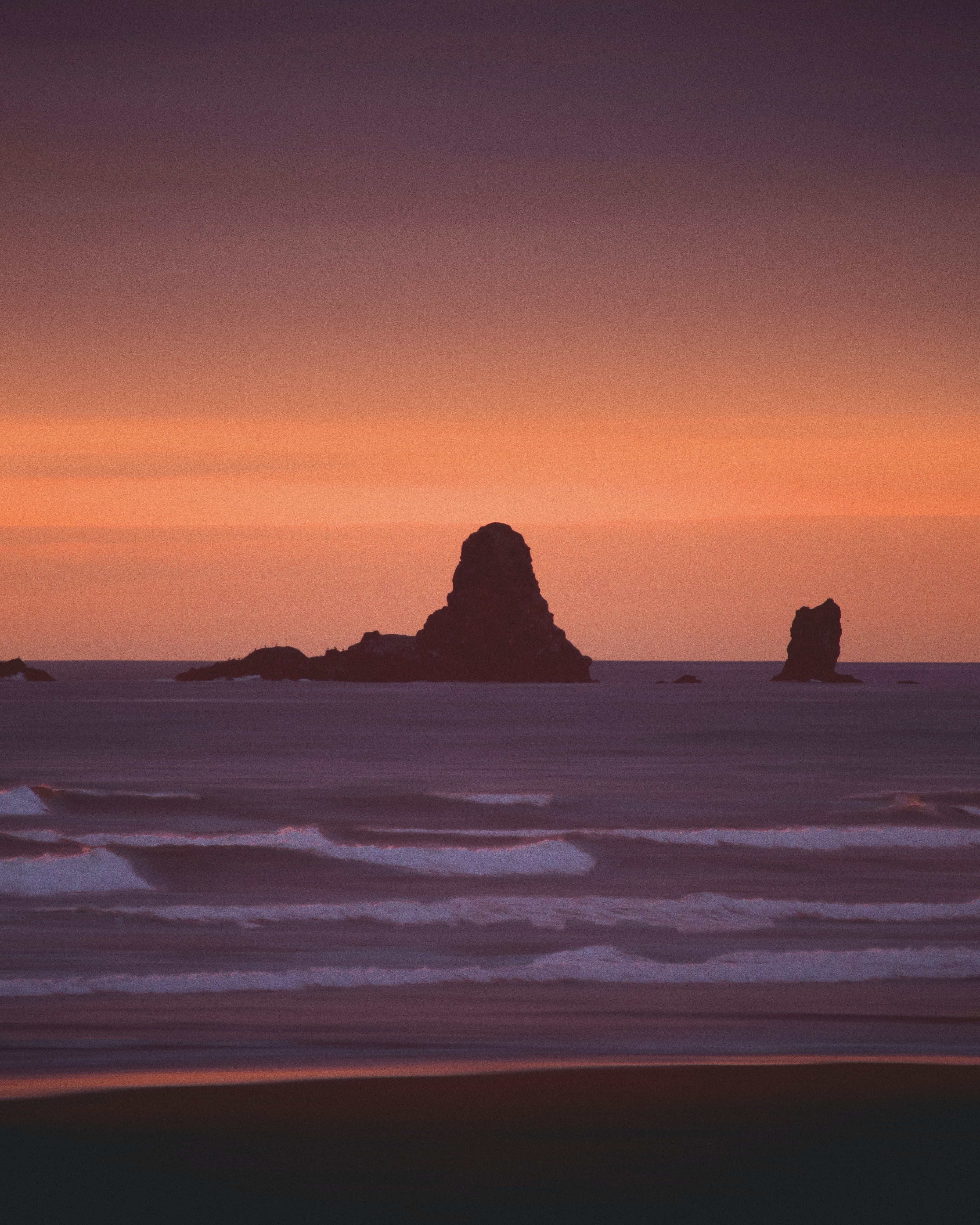 Free download wallpaper Sunset, Sea, Rock, Nature, Waves, Landscape on your PC desktop