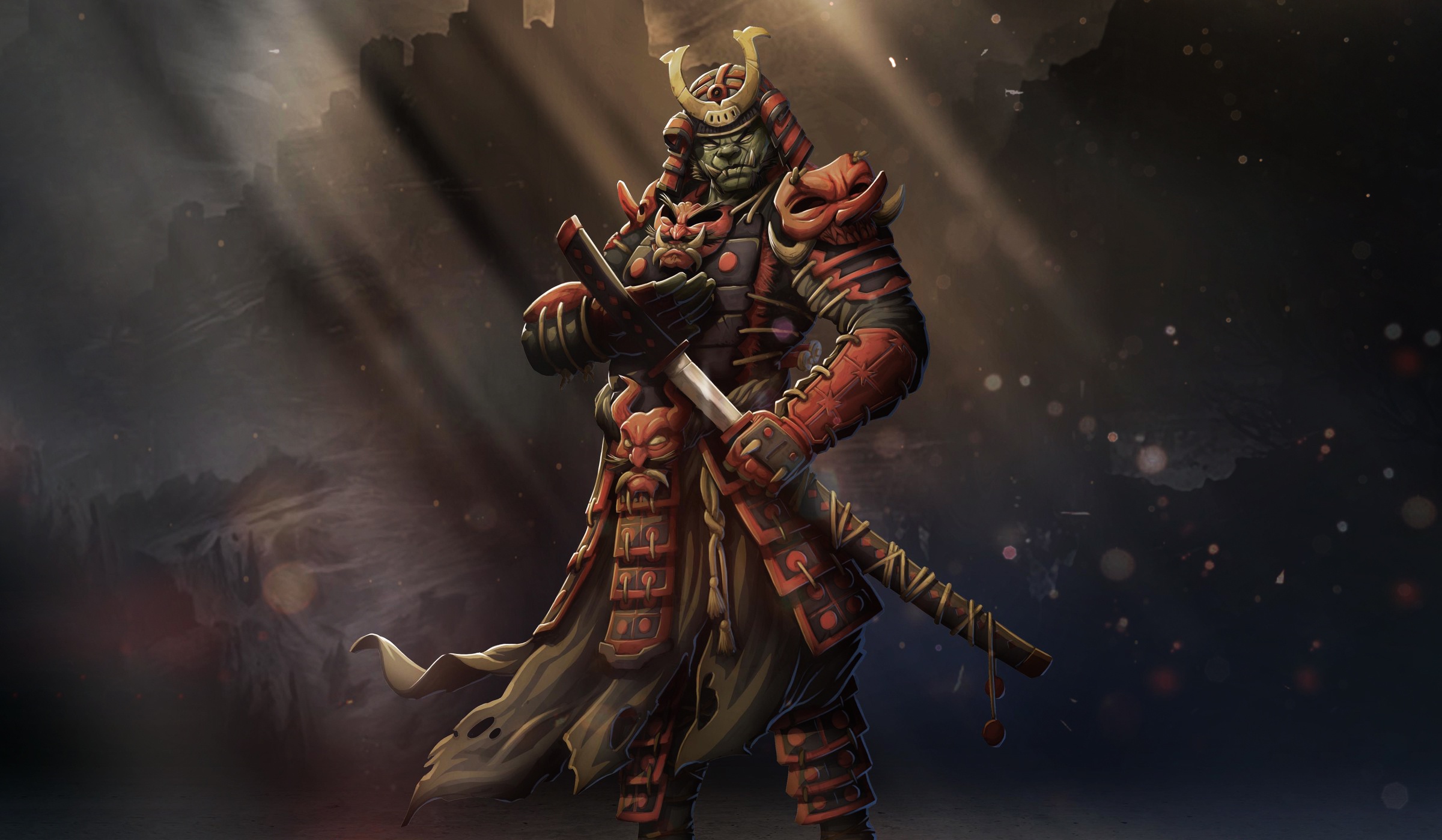 samurai, fantasy, armor, orc, warrior