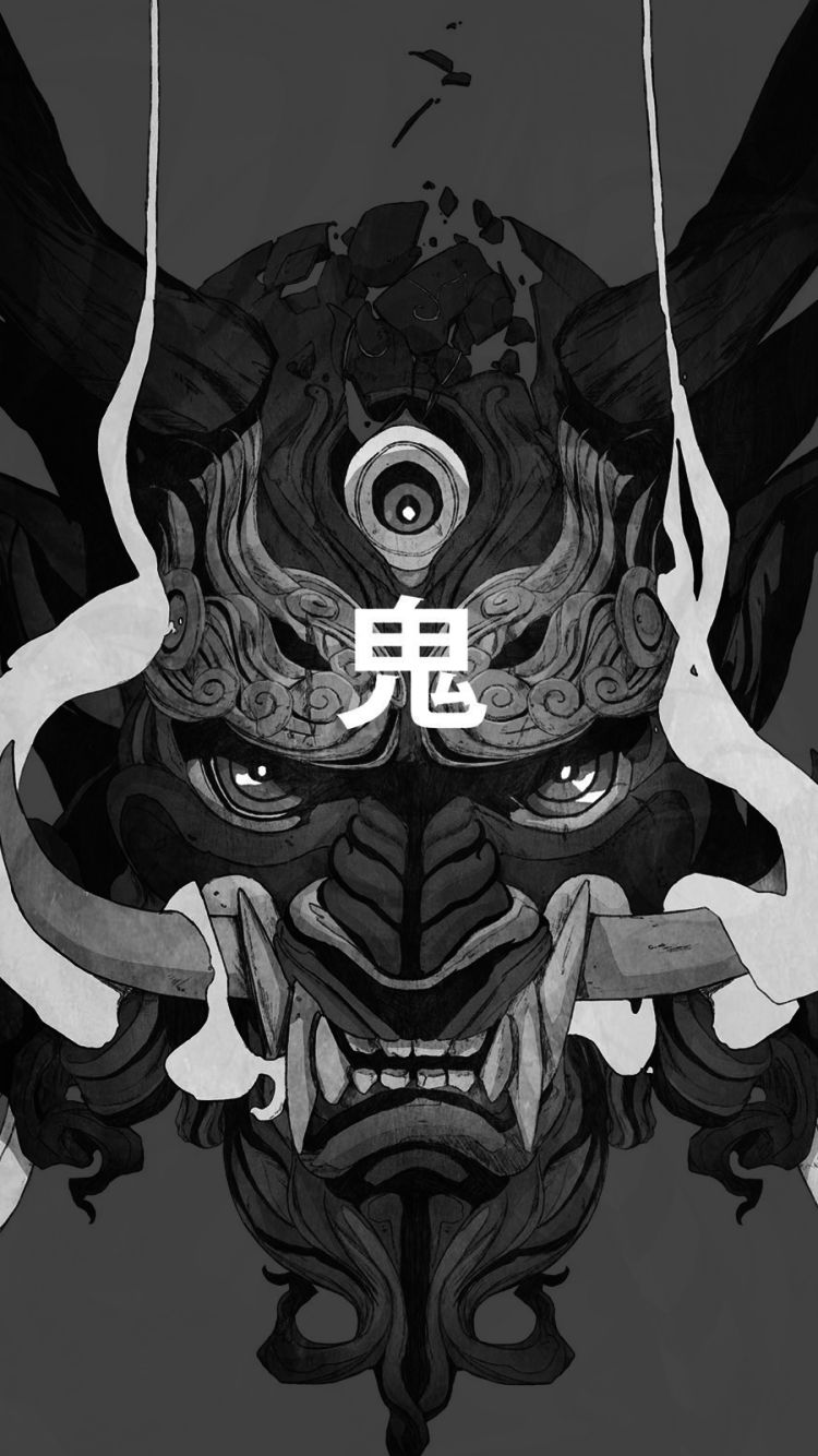 japanese, oni, artistic, mask, horns