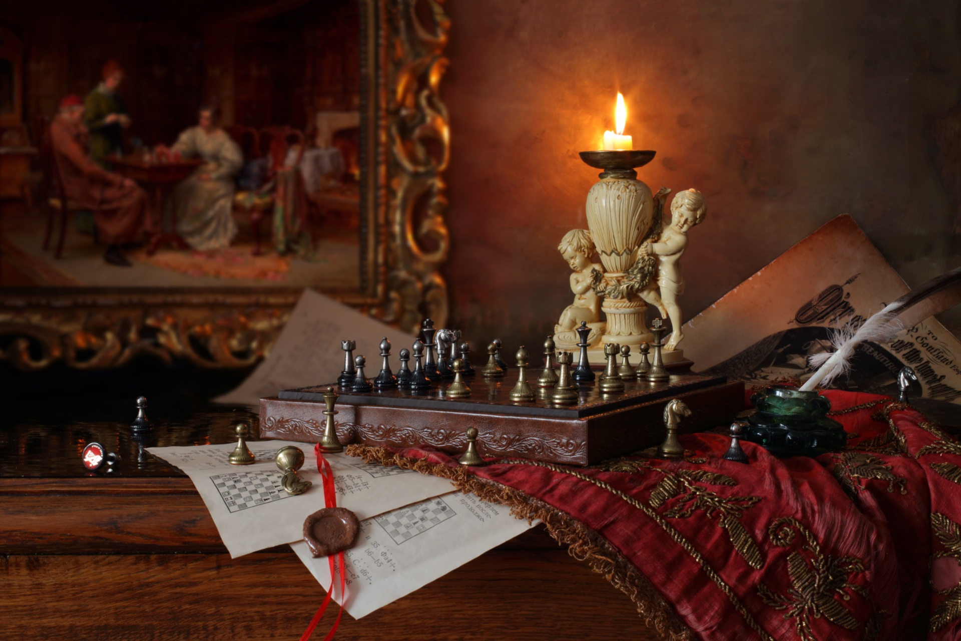 Free download wallpaper Chess, Still Life, Game, Candle on your PC desktop