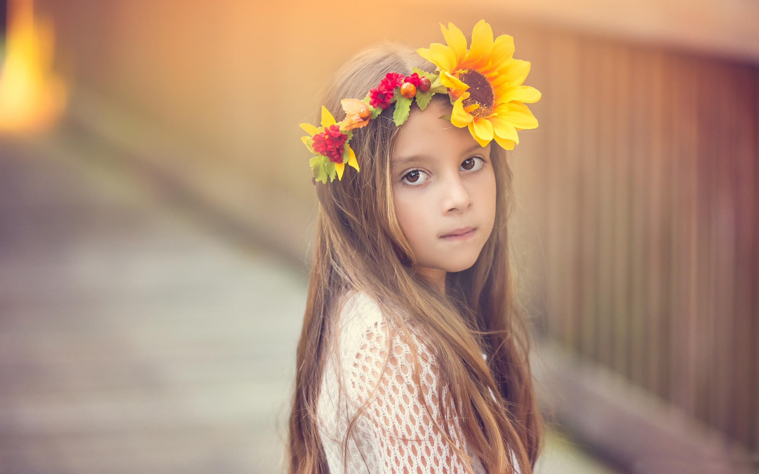 Download mobile wallpaper Flower, Mood, Child, Photography, Headdress for free.