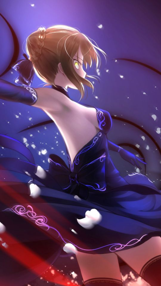 Download mobile wallpaper Anime, Night, Blonde, Dress, Saber (Fate Series), Fate/stay Night, Saber Alter, Fate (Series), Blue Dress, Fate Series for free.