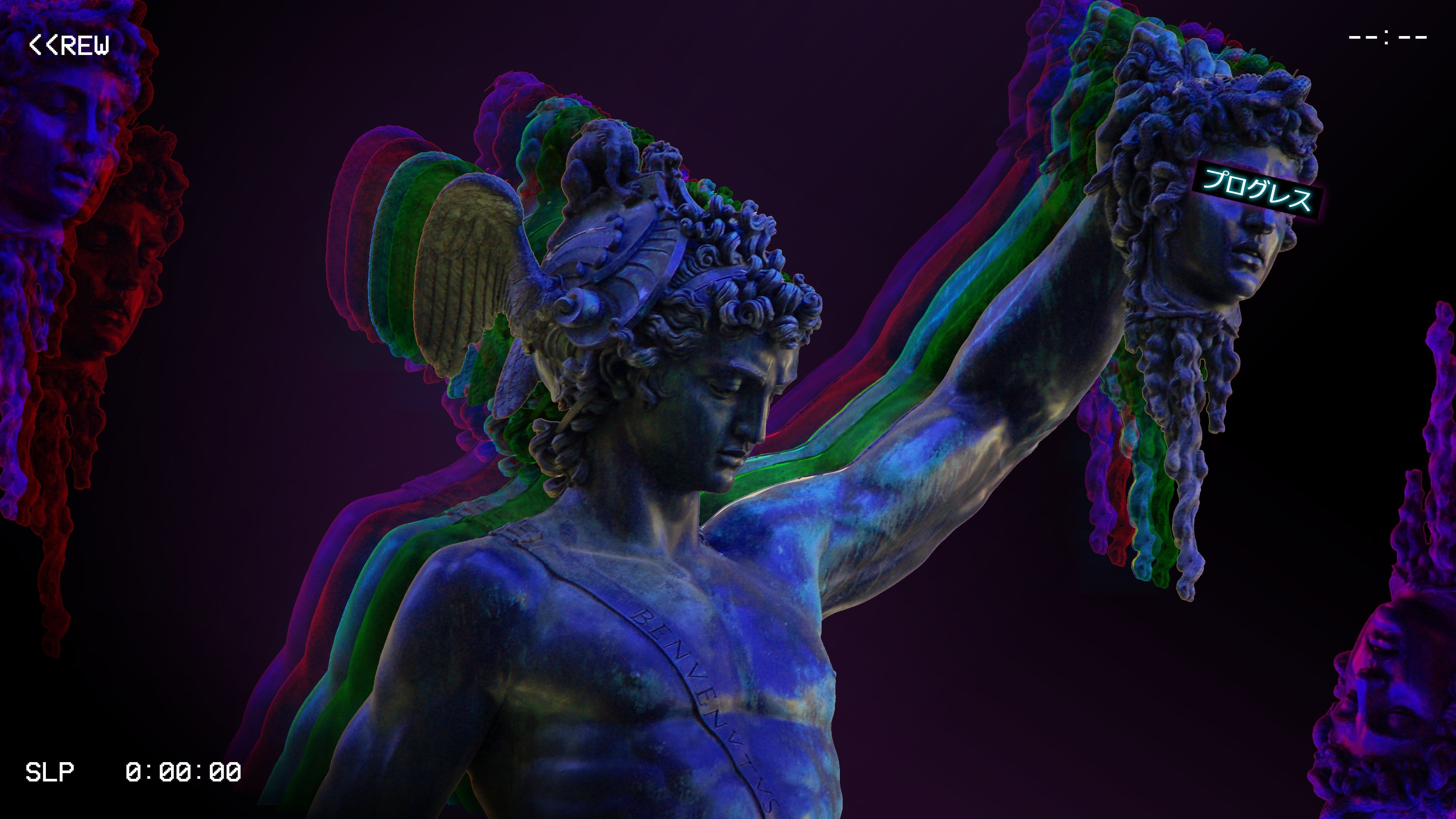 Free download wallpaper Statue, Artistic, Medusa, Vaporwave on your PC desktop