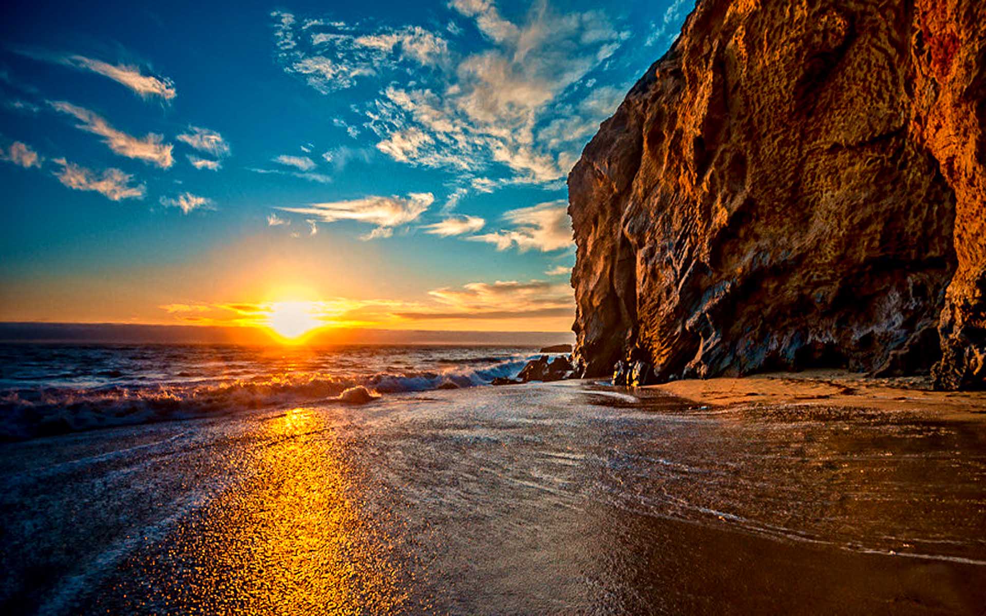 Download mobile wallpaper Sun, Beach, Ocean, Earth, Cliff for free.