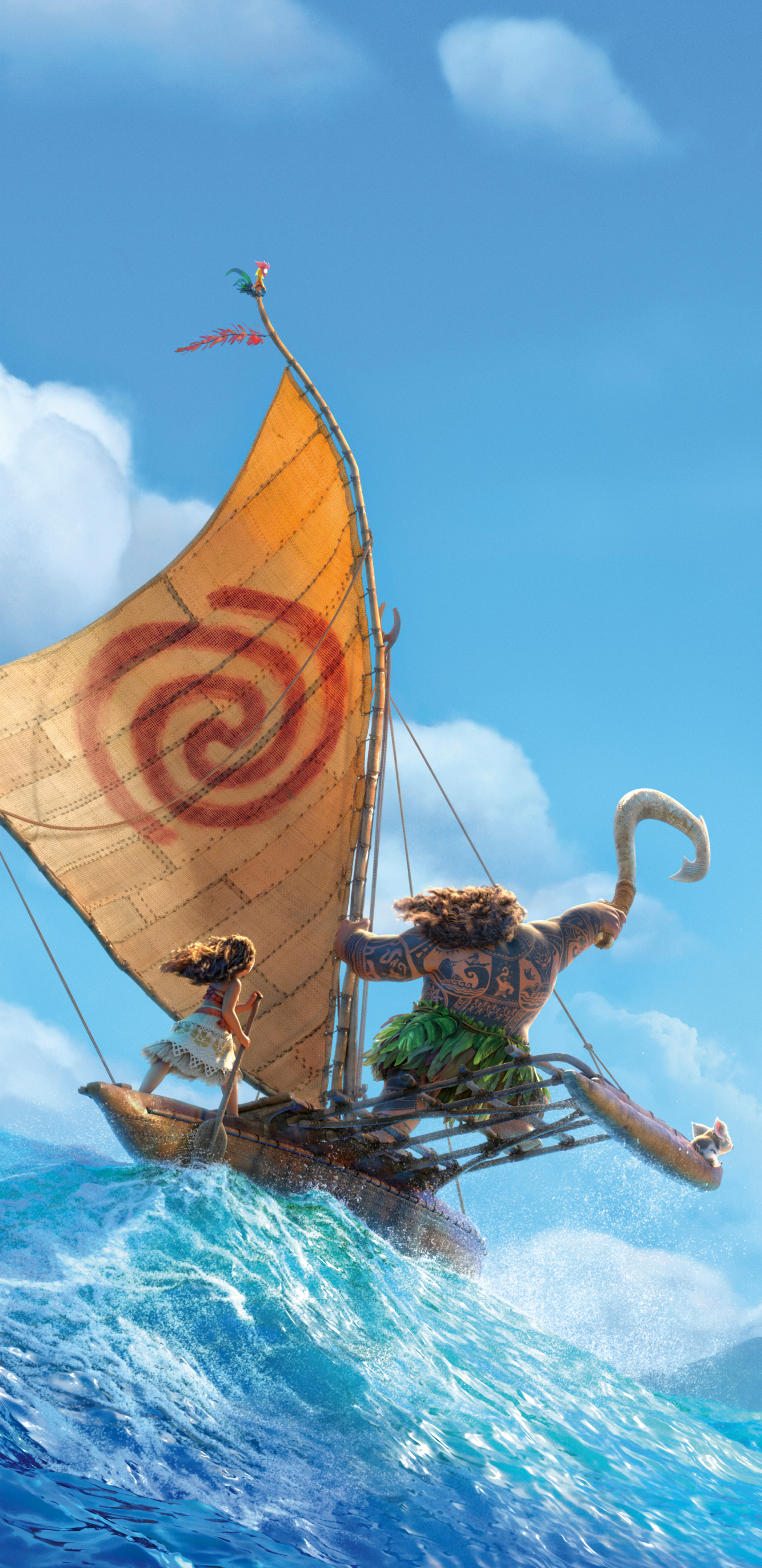 Download mobile wallpaper Boat, Movie, Maui (Moana), Moana Waialiki, Moana for free.