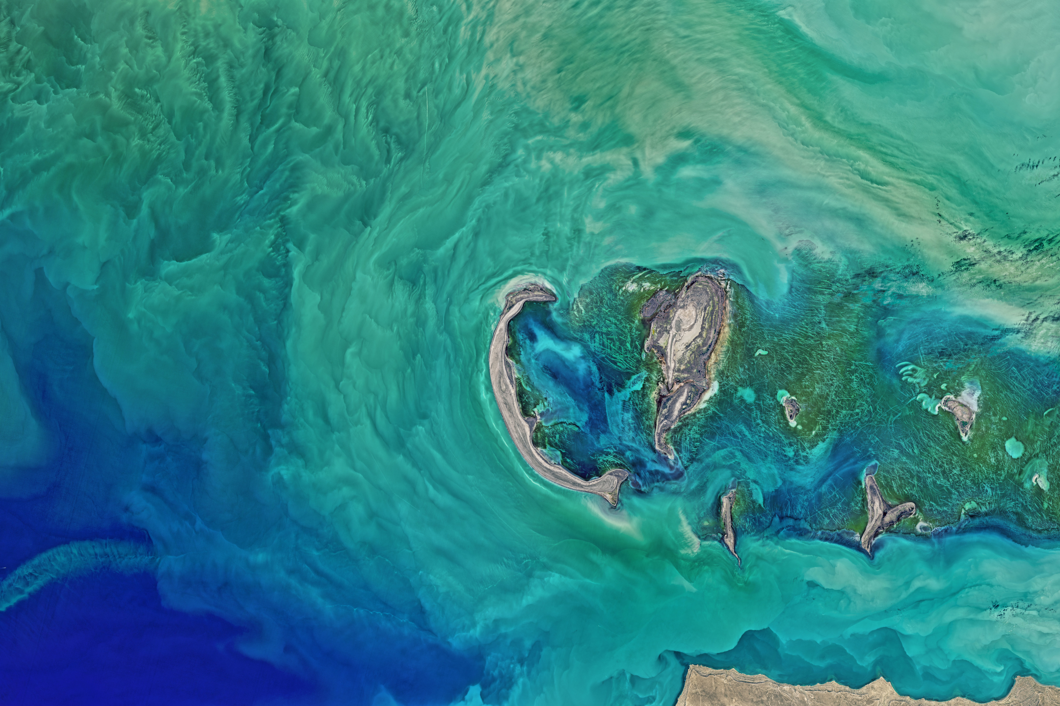 Free download wallpaper Ocean, Earth, Aerial, From Space, Caspian Sea on your PC desktop