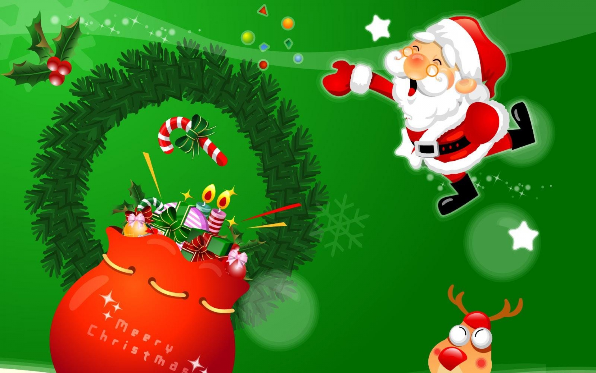 Скачать обои бесплатно Рождество, Подарки, Праздничные, Санта, Северный Олень картинка на рабочий стол ПК