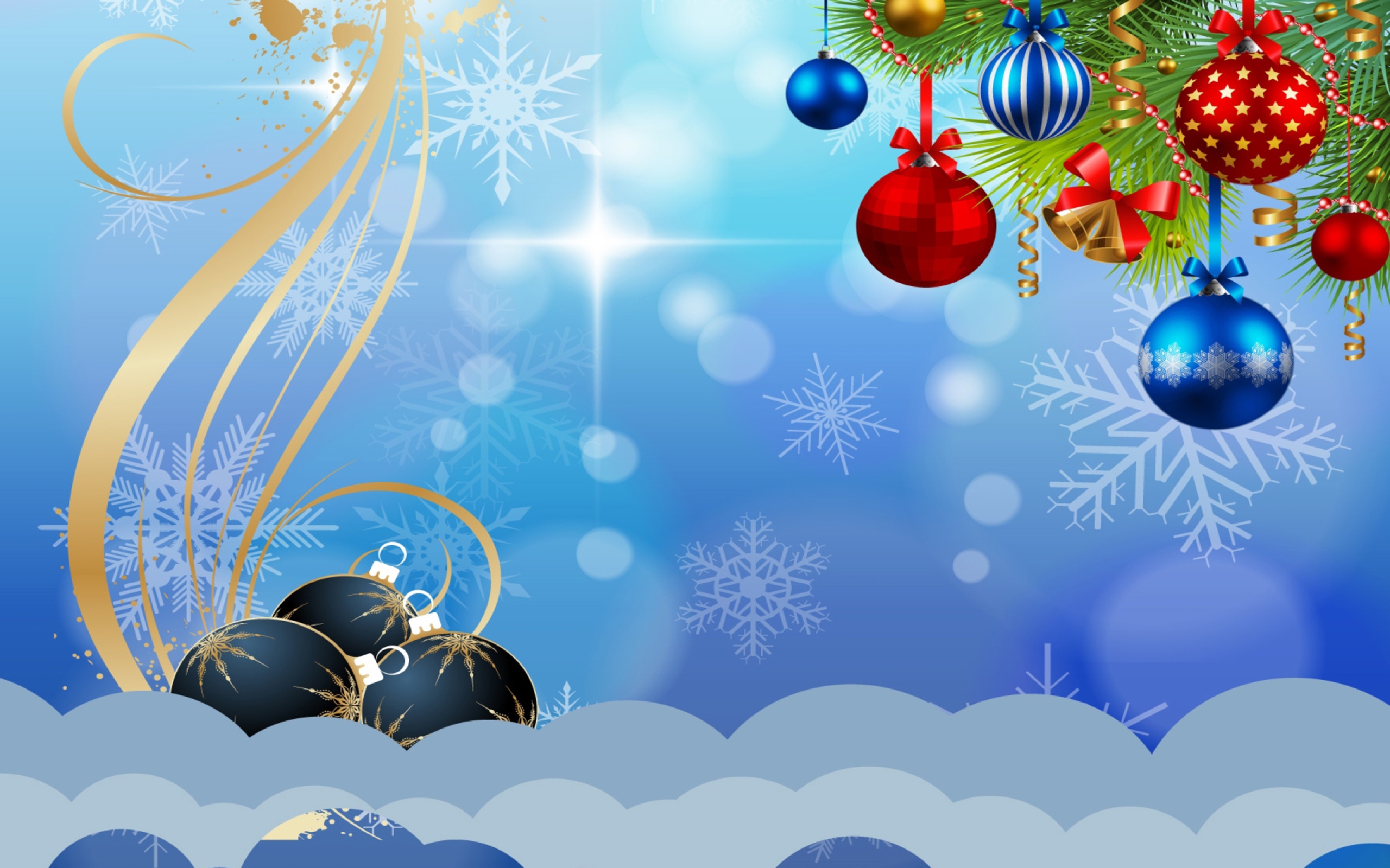 Download mobile wallpaper Christmas, Holiday, Colors, Snowflake, Ribbon, Christmas Ornaments for free.
