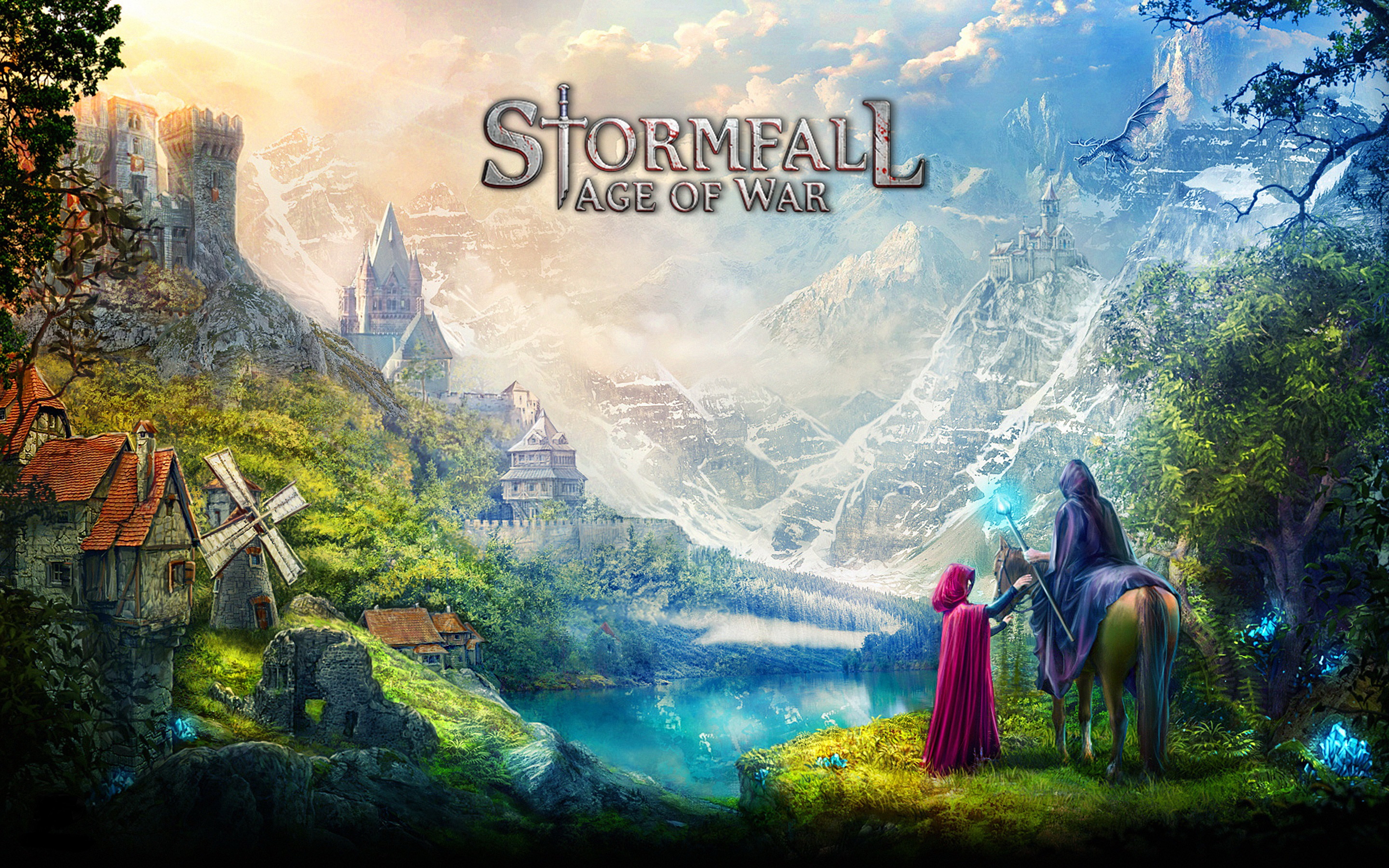 Download mobile wallpaper Landscape, Mountain, Village, Wizard, Video Game, Stormfall: Age Of War for free.