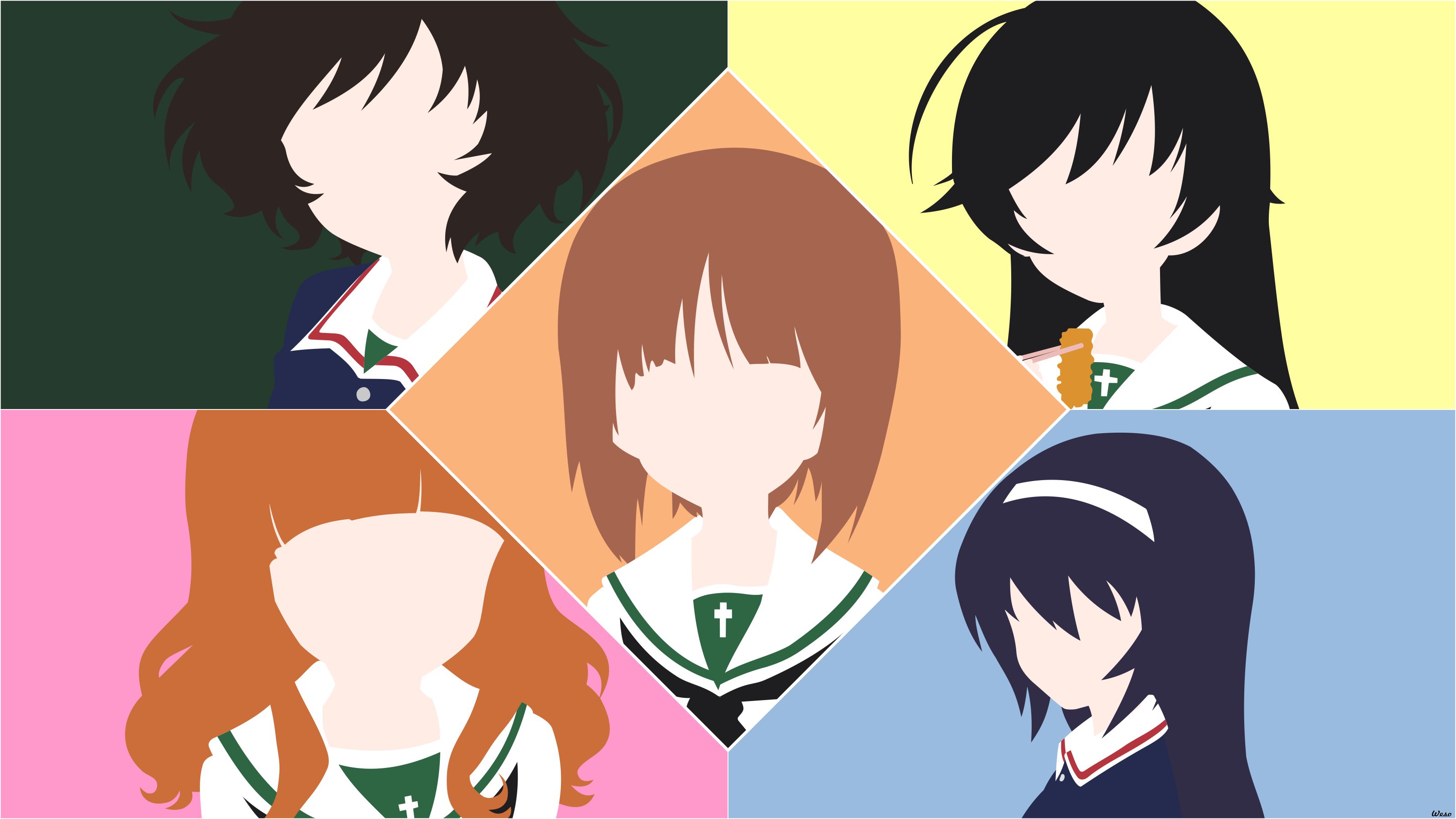 anime, girls und panzer, hana isuzu, mako reizei, miho nishizumi, minimalist, saori takebe, yukari akiyama