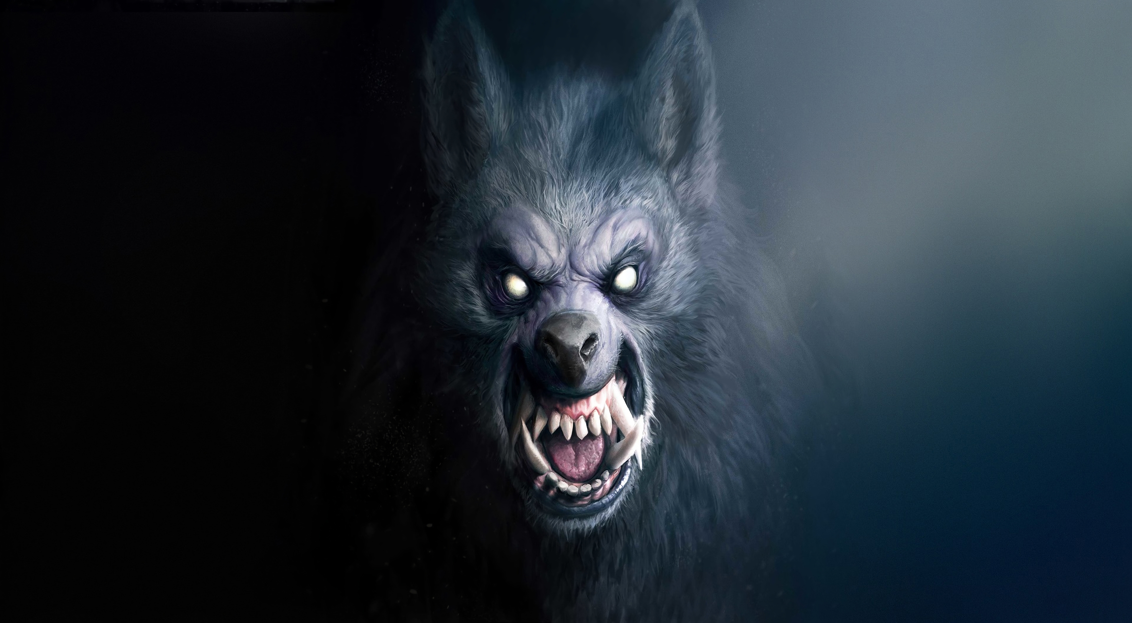 Download mobile wallpaper Dark, Face, Werewolf, Scary, Snarl for free.