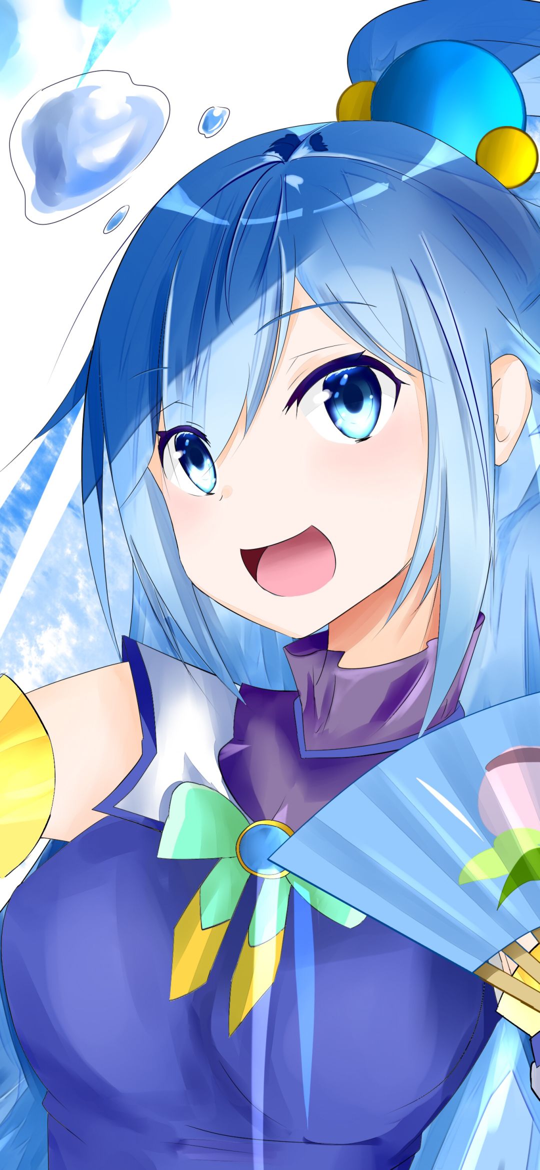 Download mobile wallpaper Anime, Smile, Blue Eyes, Blue Hair, Konosuba God’S Blessing On This Wonderful World!!, Aqua (Konosuba) for free.