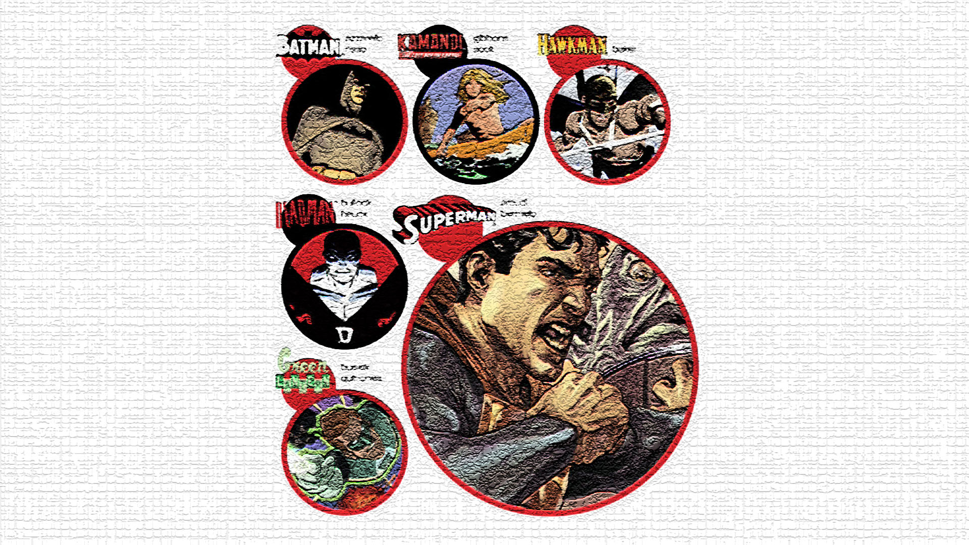 comics, collage, batman, deadman (dc comics), green lantern, hawkman (dc comics), kamandi (dc comics), superman