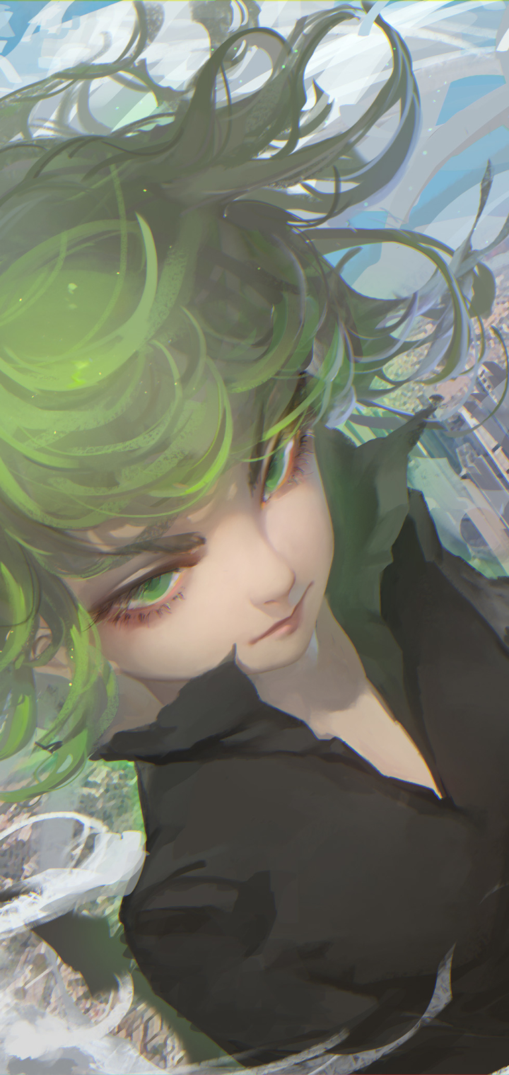 Descarga gratuita de fondo de pantalla para móvil de Pelo Verde, Ojos Verdes, Animado, Cabello Corto, One Punch Man, Tatsumaki (Hombre De Un Solo Golpe).