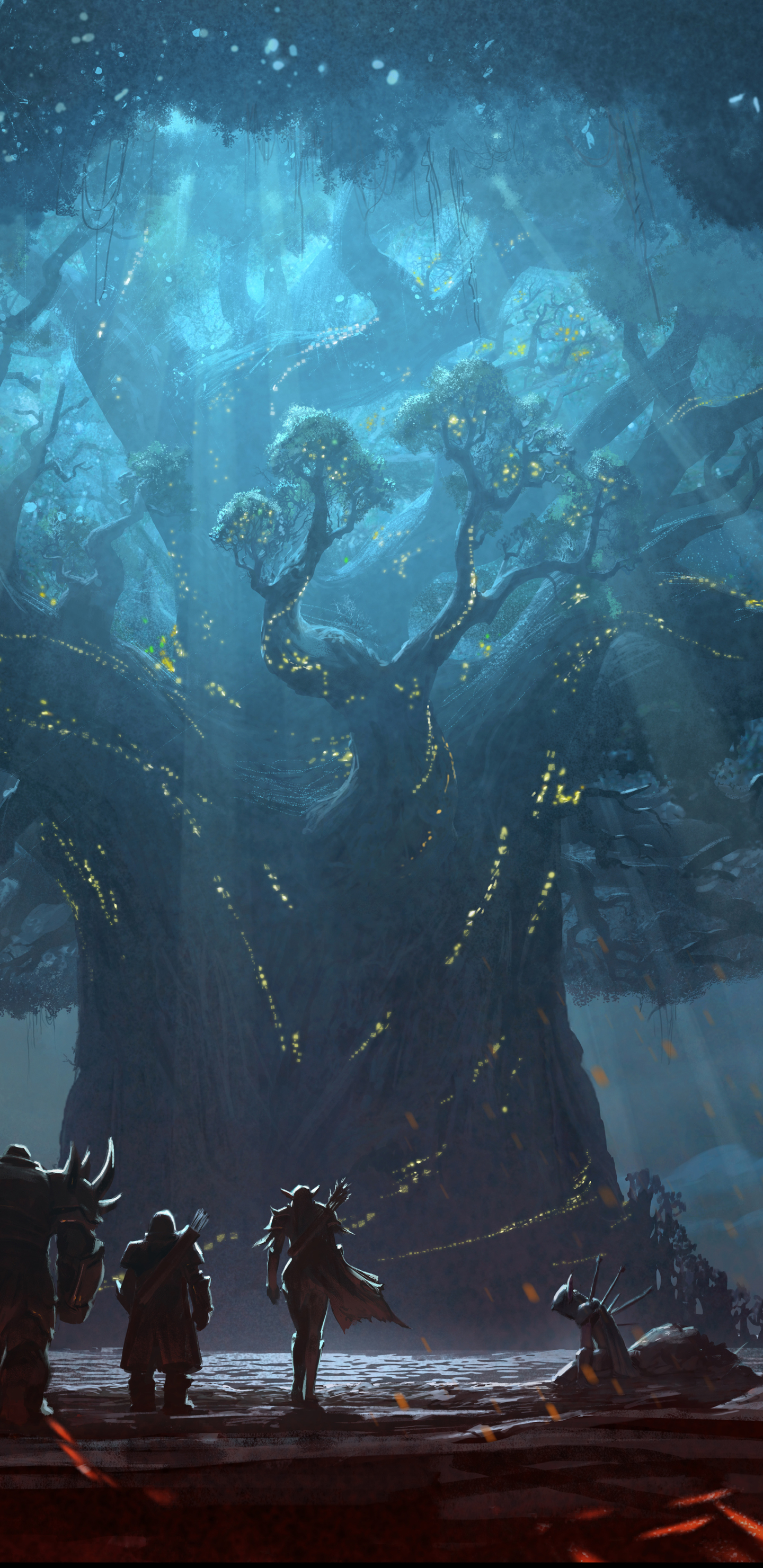 Laden Sie das Baum, Krieger, Schwert, Computerspiele, World Of Warcraft, World Of Warcraft: Battle For Azeroth-Bild kostenlos auf Ihren PC-Desktop herunter