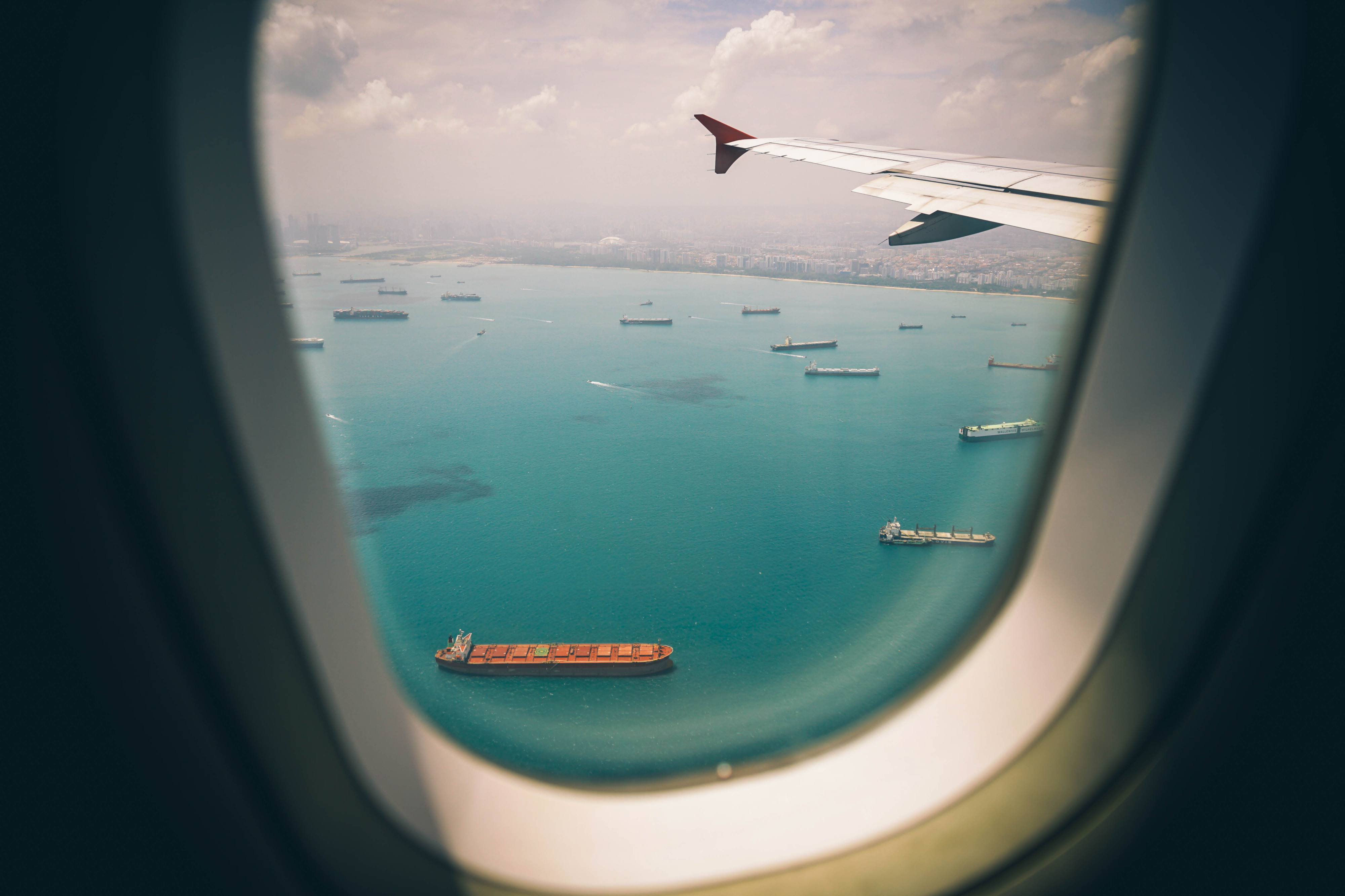 Free download wallpaper Ocean, Window, Boat, Airplane, Photography, Aerial on your PC desktop